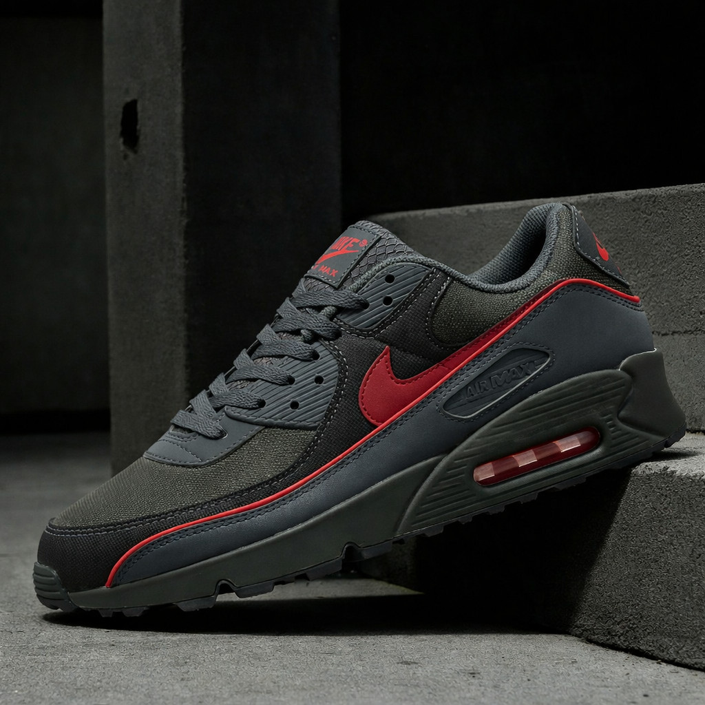 Nike Air Max 90 Premium Iron Grey University Red HV4517-001 Men’s Size New