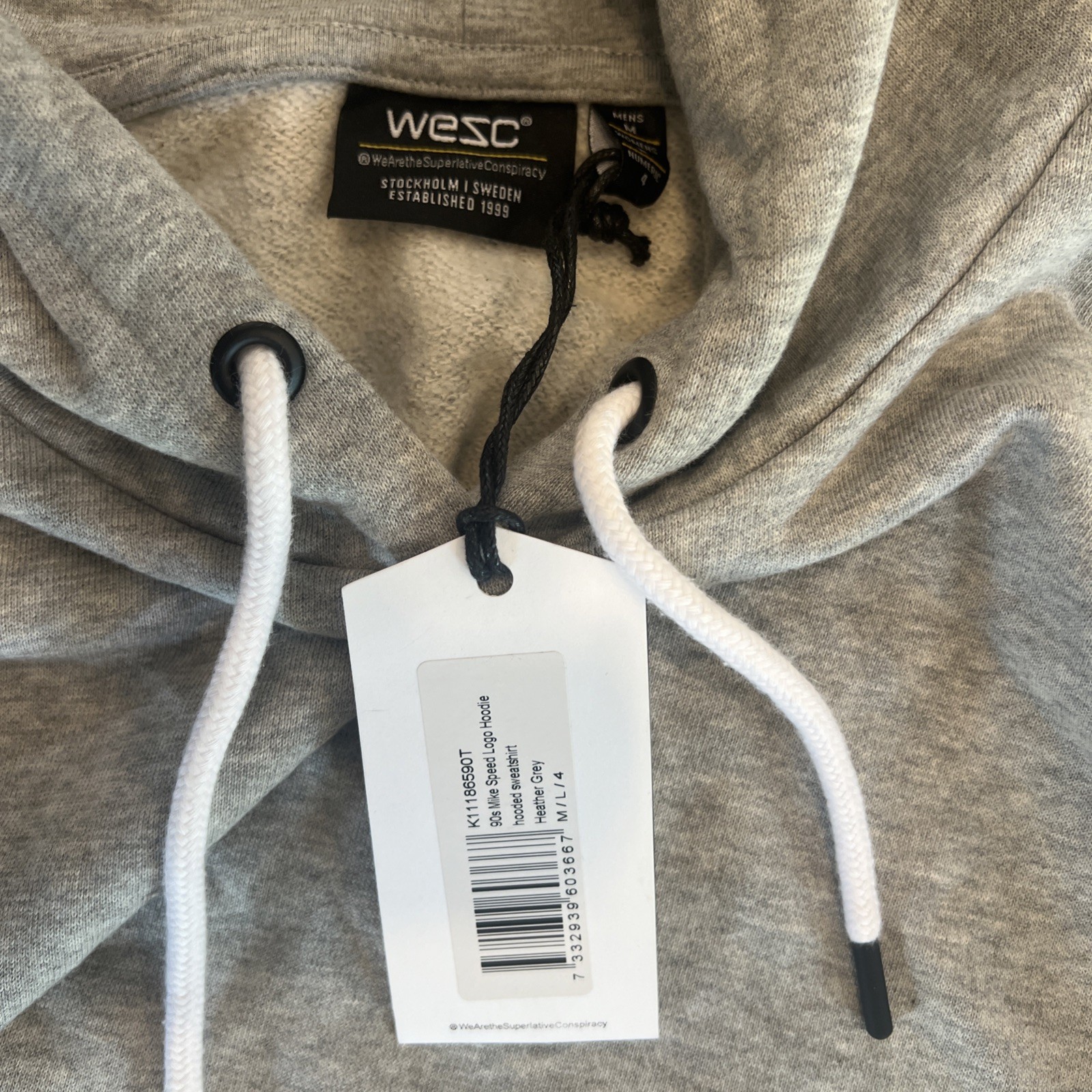 New WESC Grey 90s Mike Speed Logo Hoodie NWT