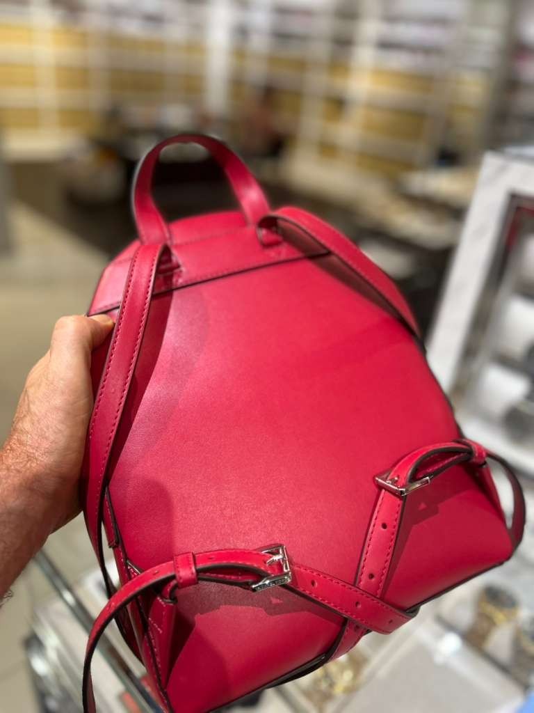 Michael Kors Jaycee Women Medium Logo Zip Pocket Backpack Dark Raspberry Multi