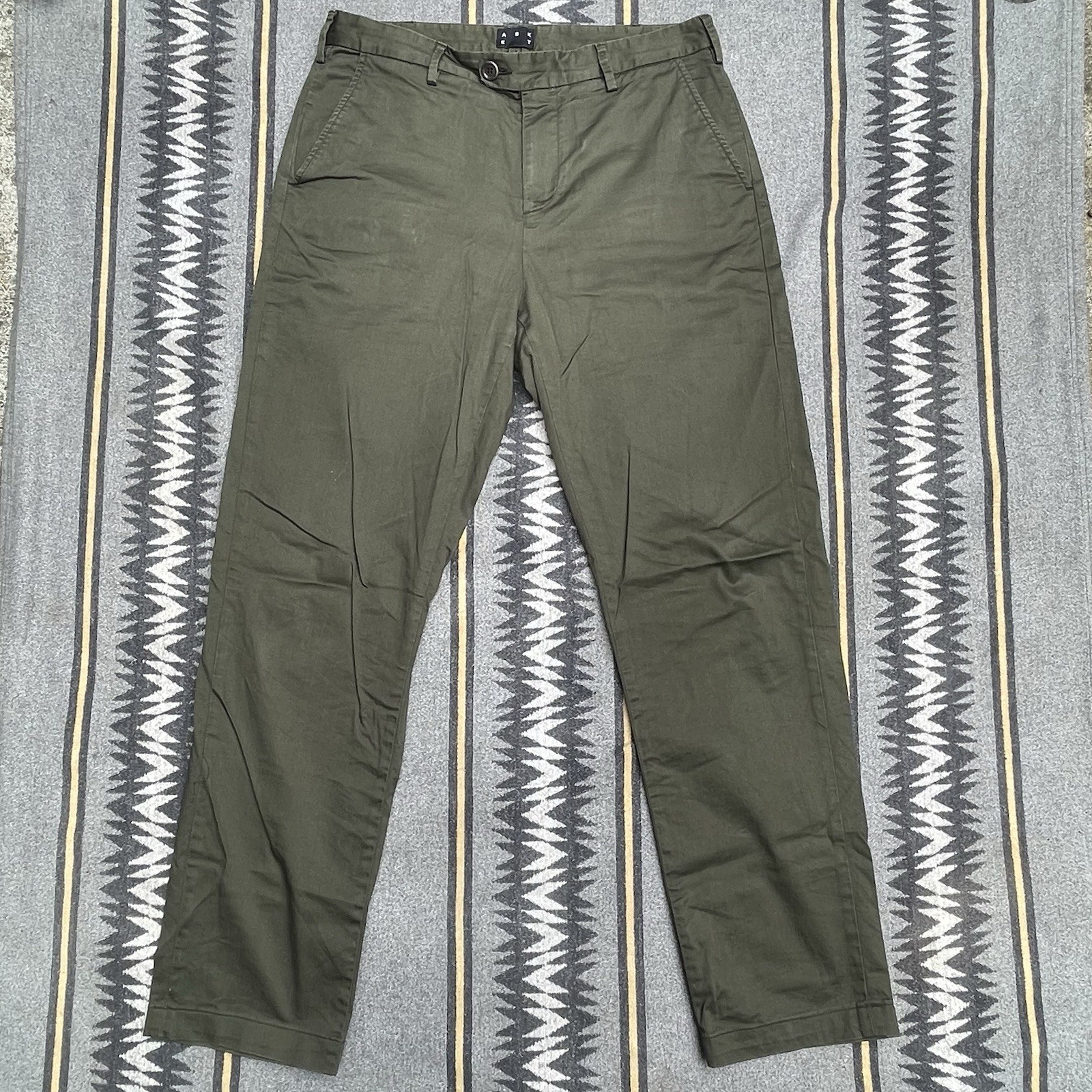 Asket The Regular Chino Pants Green Mens Size 32 X 29 Lightweight Organic Cotton
