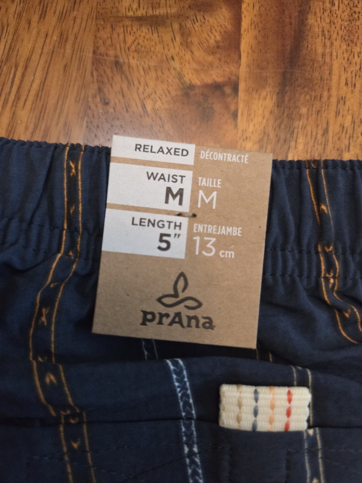 Prana Indio Heritage Shorts Mens Medium Stormy Night Striped 5 Inch Inseam NEW