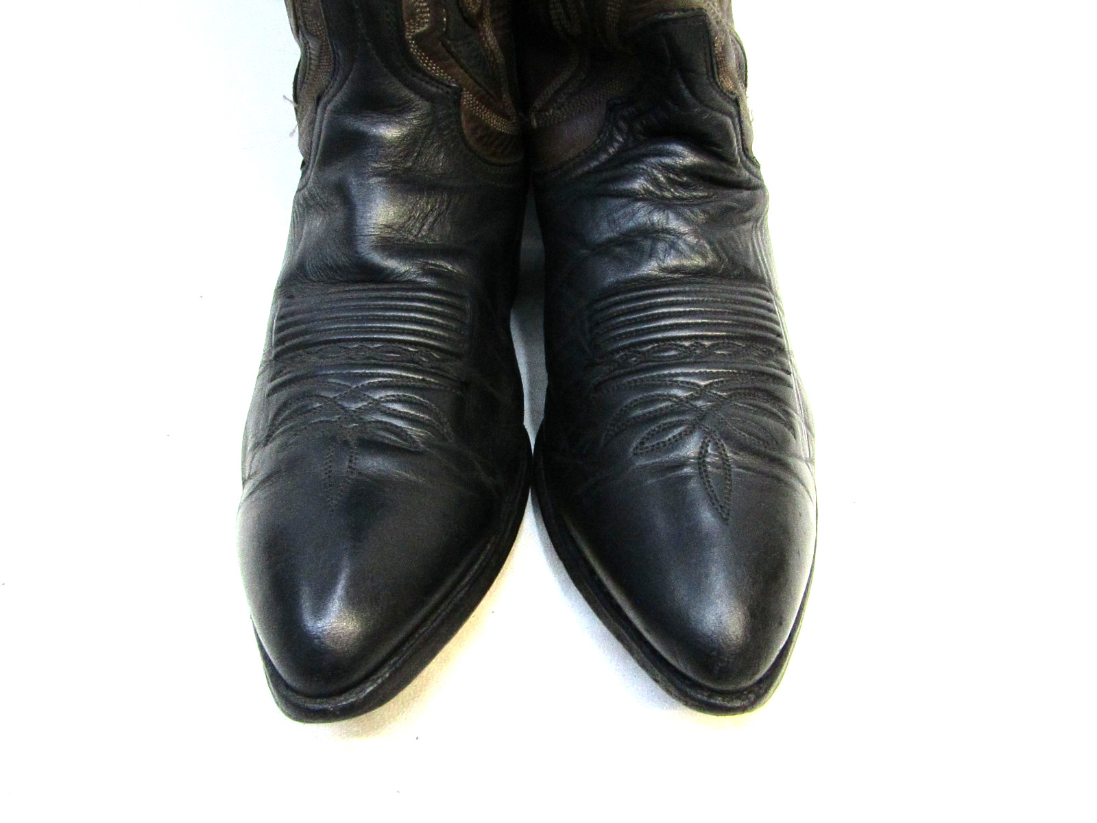 Dan Post Mens Size 8.5 EW Black Brown Leather Western Cowboy Boots