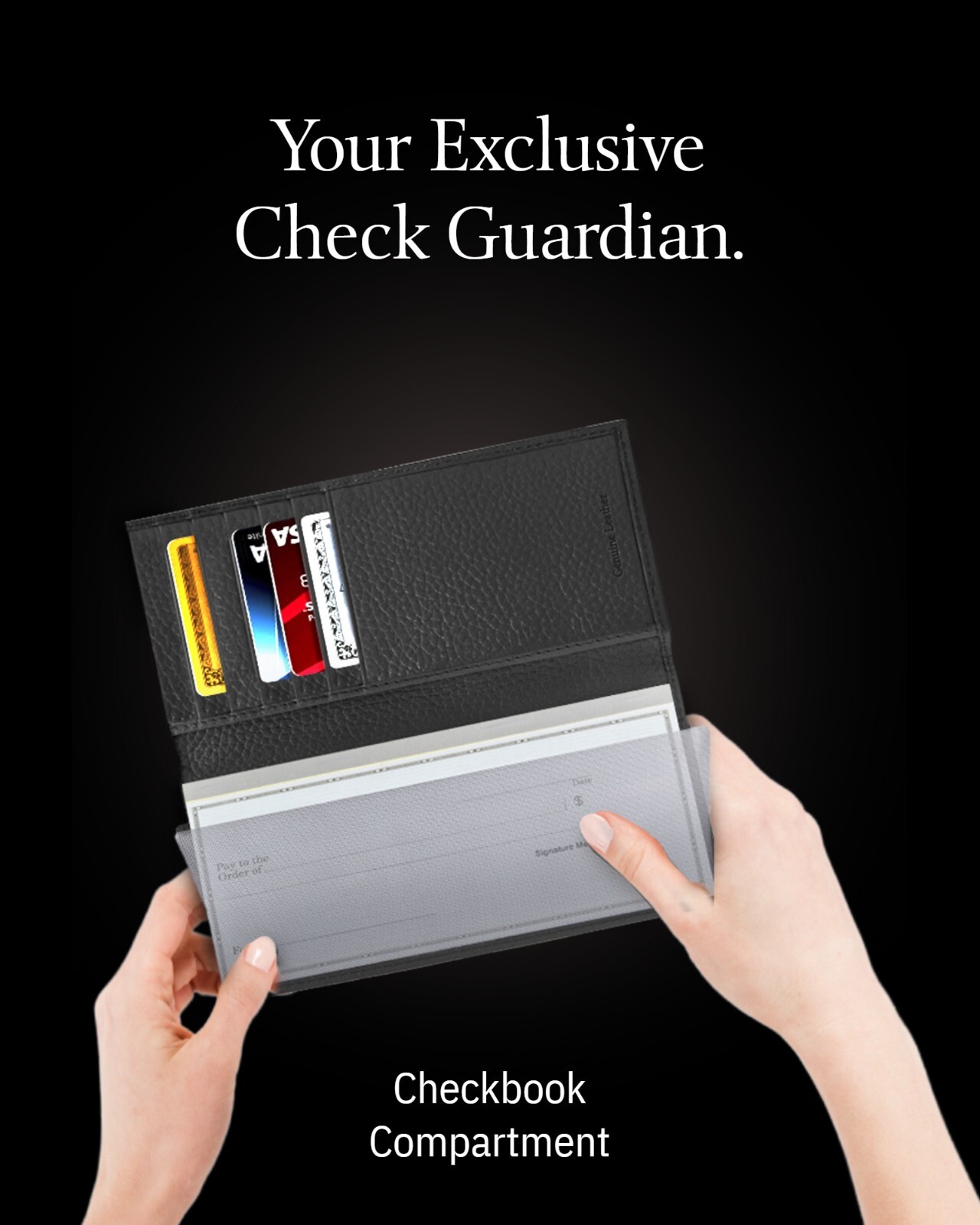 Genuine Leather Checkbook Cover Card Holder Wallet For Men & Women RFID Blocking