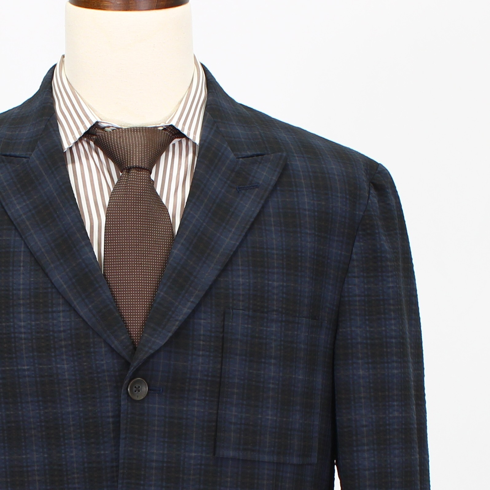 Ibiza 42R Navy Sport Coat Blazer Jacket Check 3B Wool