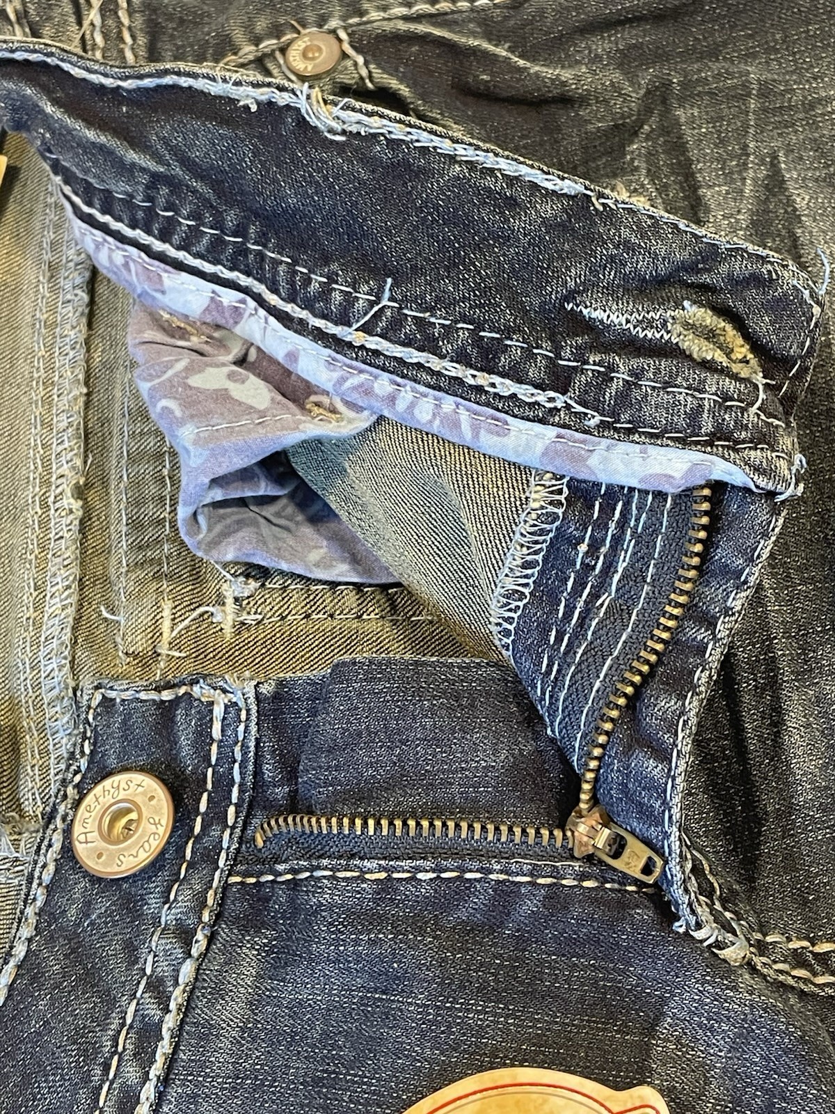 Amethyst Jeans Juniors 13 Blue Bootcut Flare Stretch Denim Dark Wash Embroidered