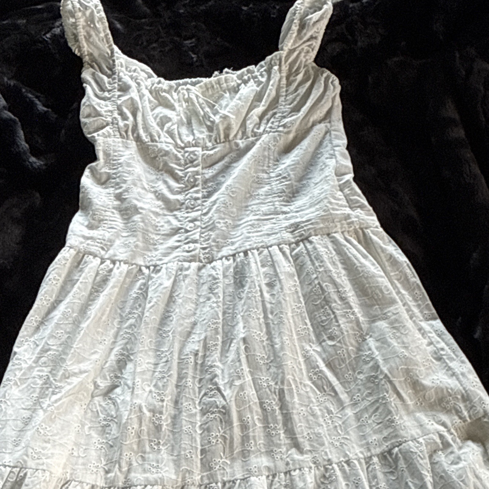 Aéropostale White Eyelet Sundress Smocked Sweetheart Strappy Short S