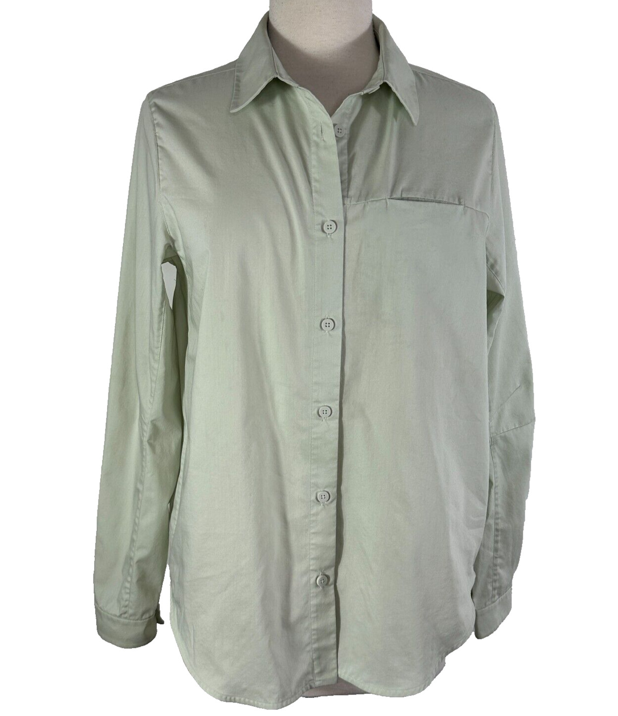 Lululemon Full Day Ahead Shirt Light Green Cotton Blend Button Front Women’s 8