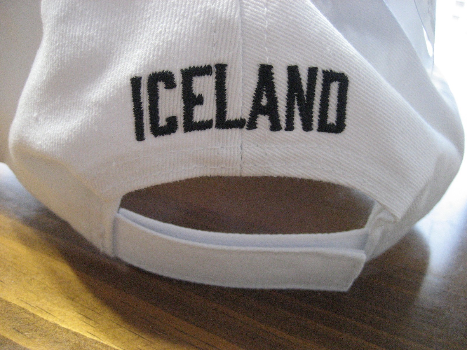 Iceland Souvenir Baseball Hat Cap White w/Map & City List NEW Icemart Adjustable