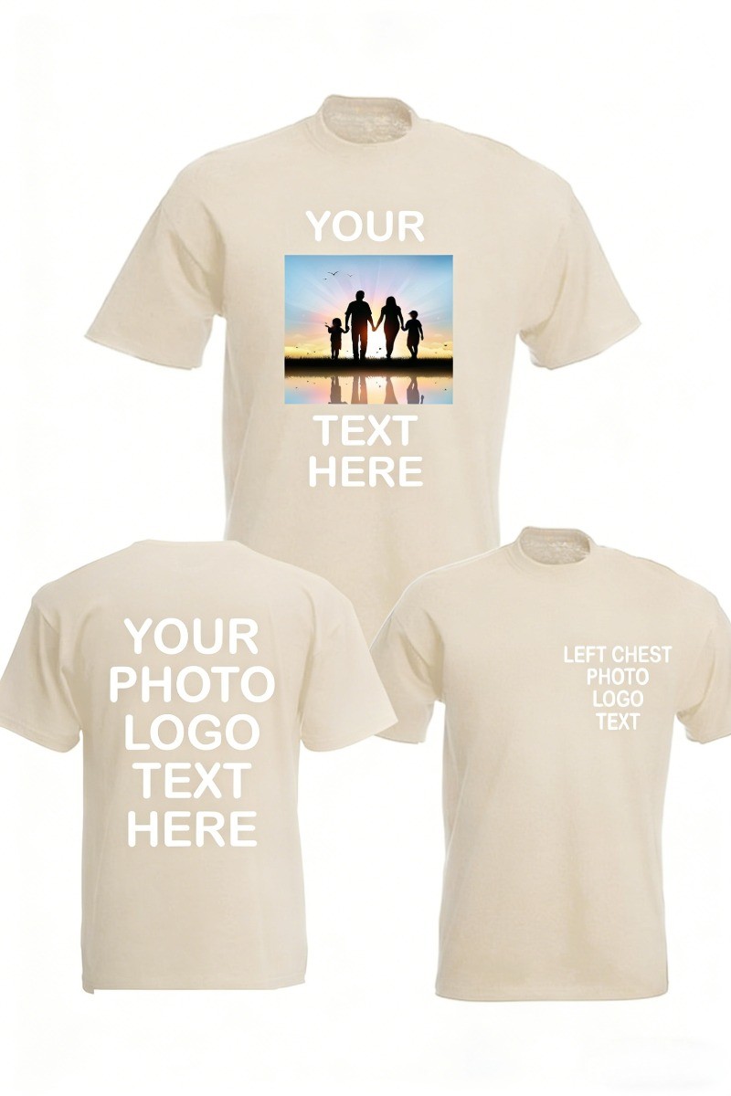 Custom Photo & Text T-Shirt – Add Your Own Image Logo Personalized Casual TShirt