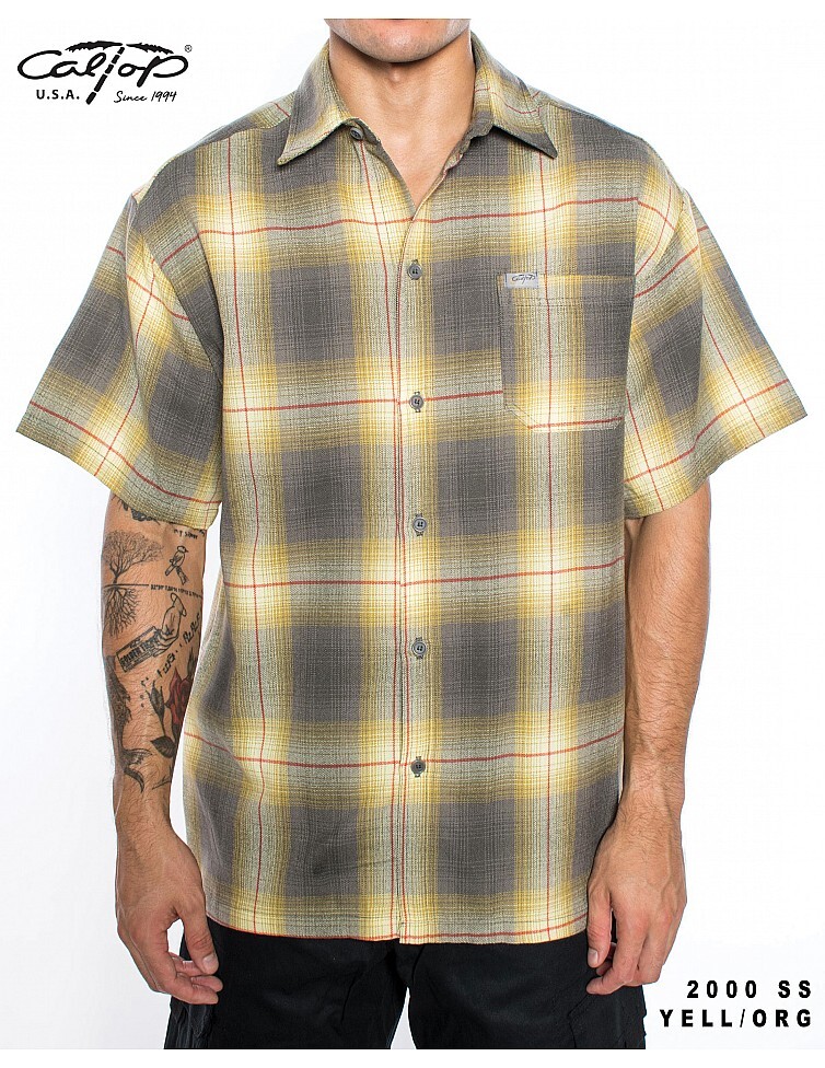 CALTOP OLD SCHOOL FLANNEL VETERANO SHORTSLEEVE SHIRT PLAID SM-5X GANGSTER