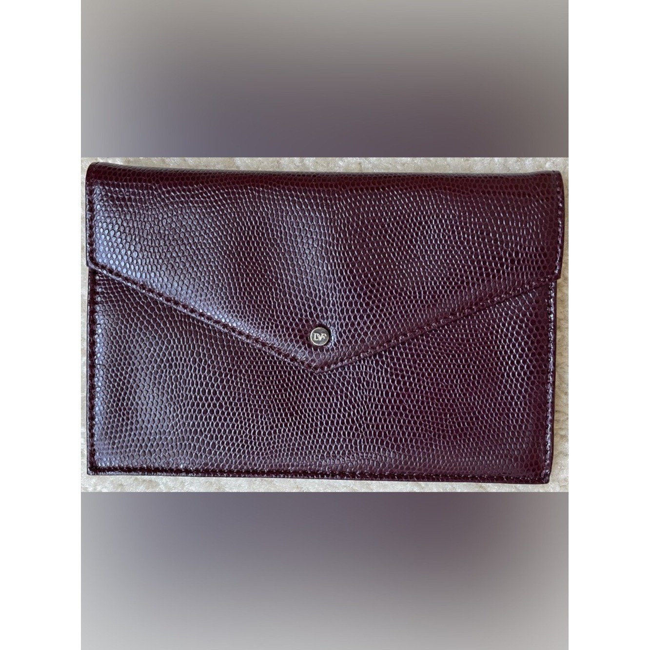 Diane Von Furstenberg Burgundy Textured Leather Clutch