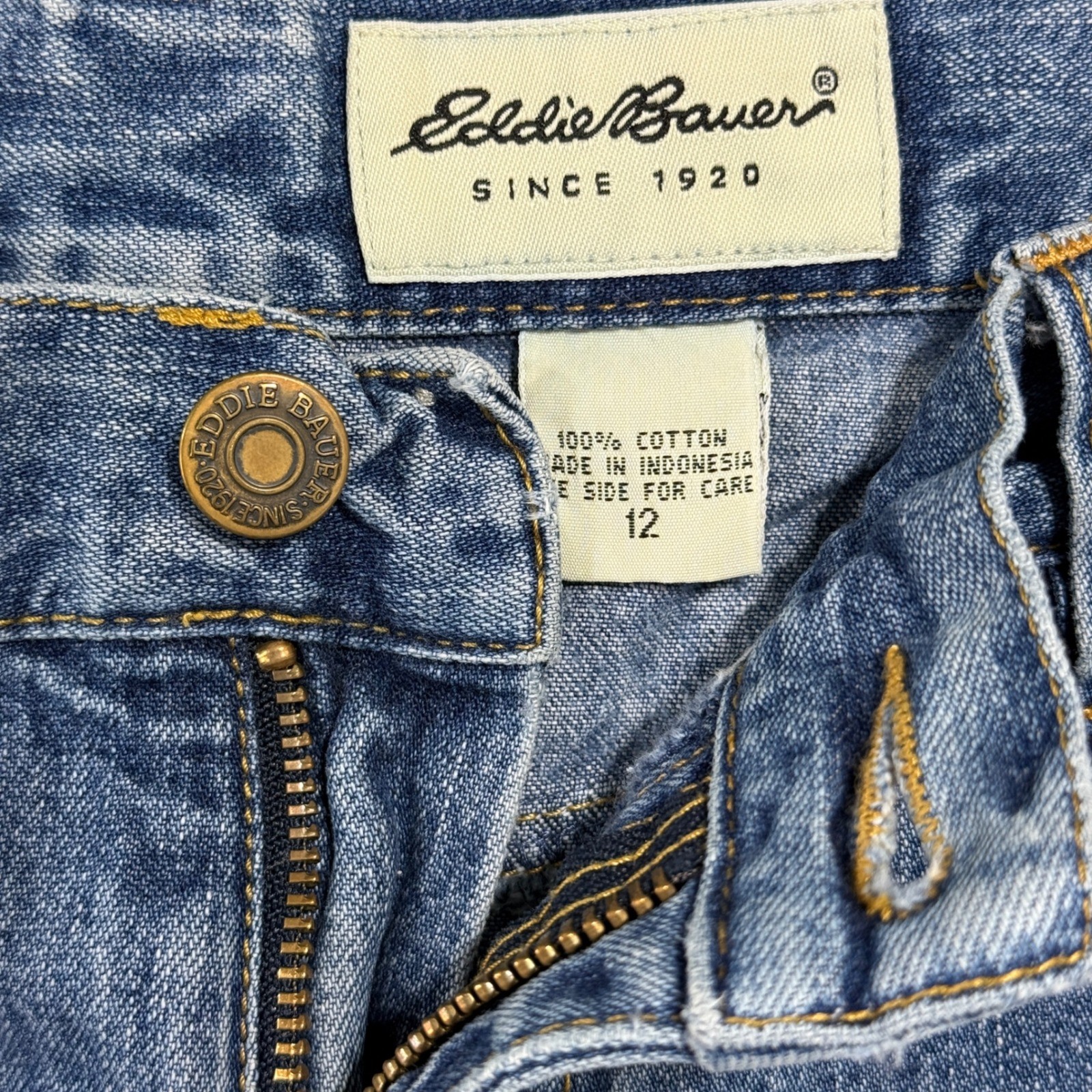 Eddie Bauer Woman’s Blue Straight Leg High Waisted Cotton Jeans Size 12
