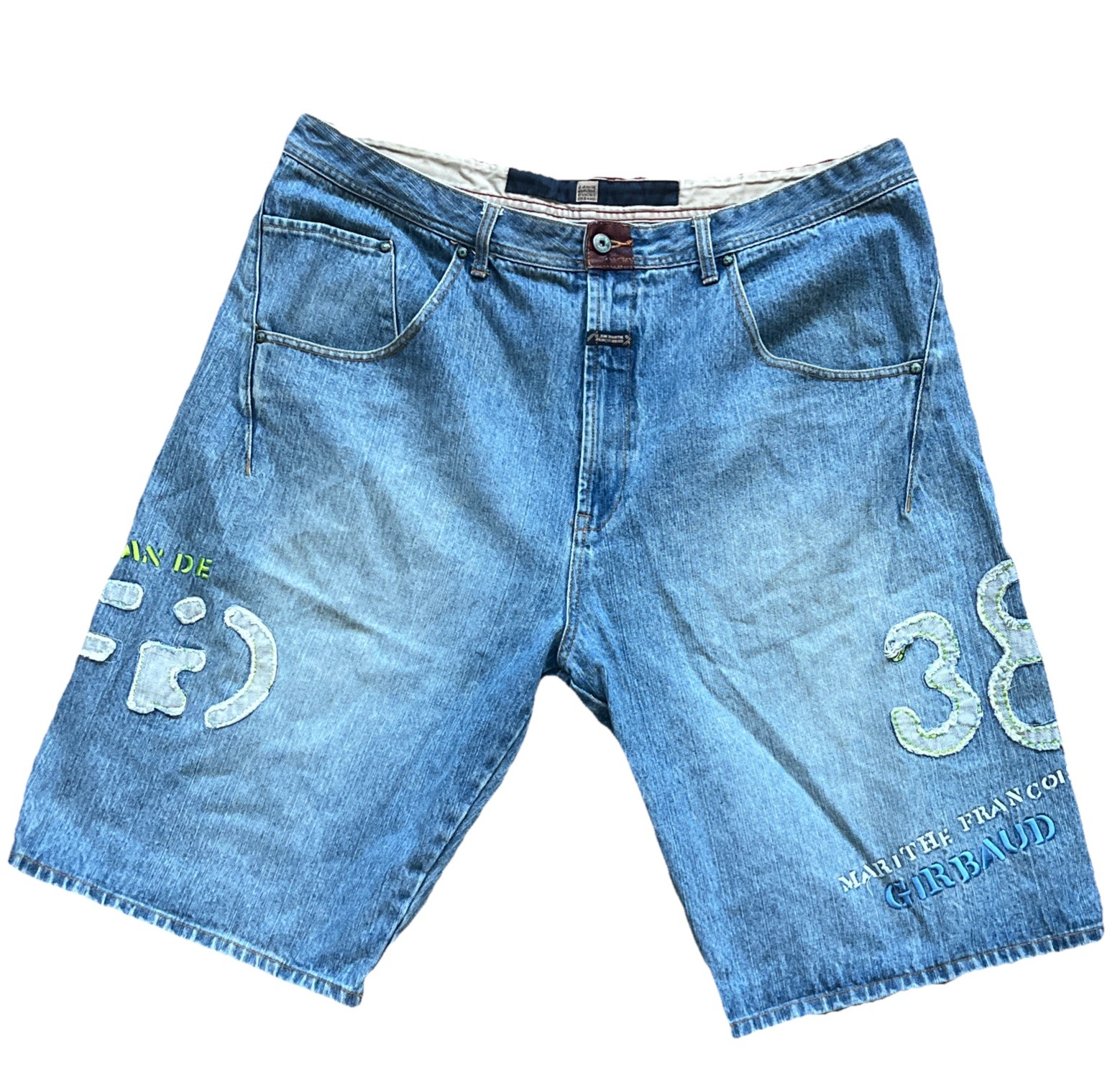 Vintage Marithé François Girbaud “Le Jean De” Embroidered Denim Shorts Size 40