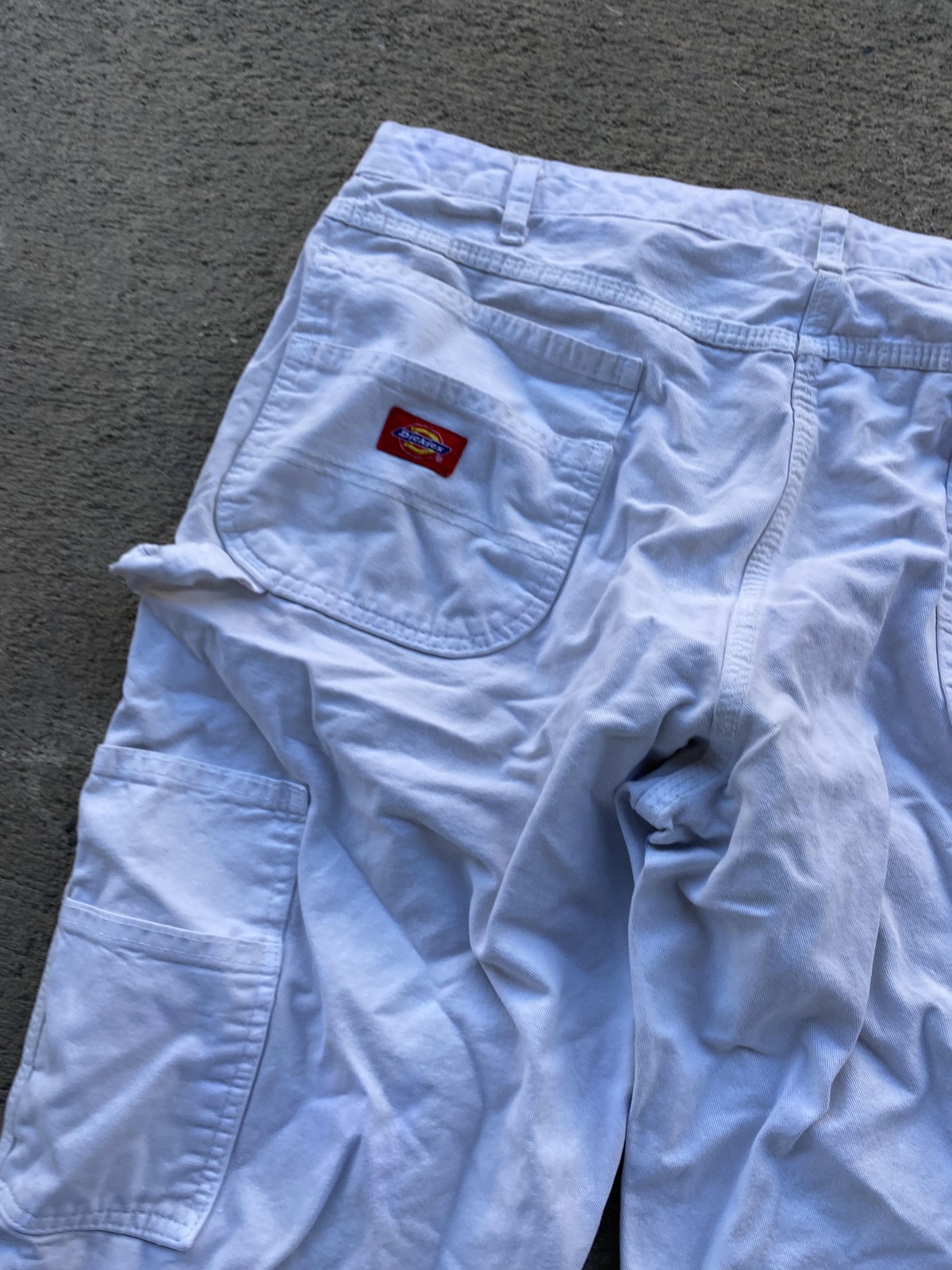 Vintage Splat Paint Dickies Pants Mens 35×25 White Carpenter Fit Canvas Straight