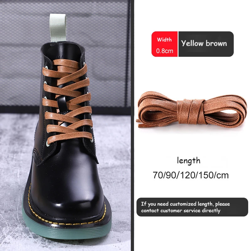 1 Pair Waxed Cotton Shoelaces 0.8CM Width Flat Waterproof Shoe Laces Unisex Boot