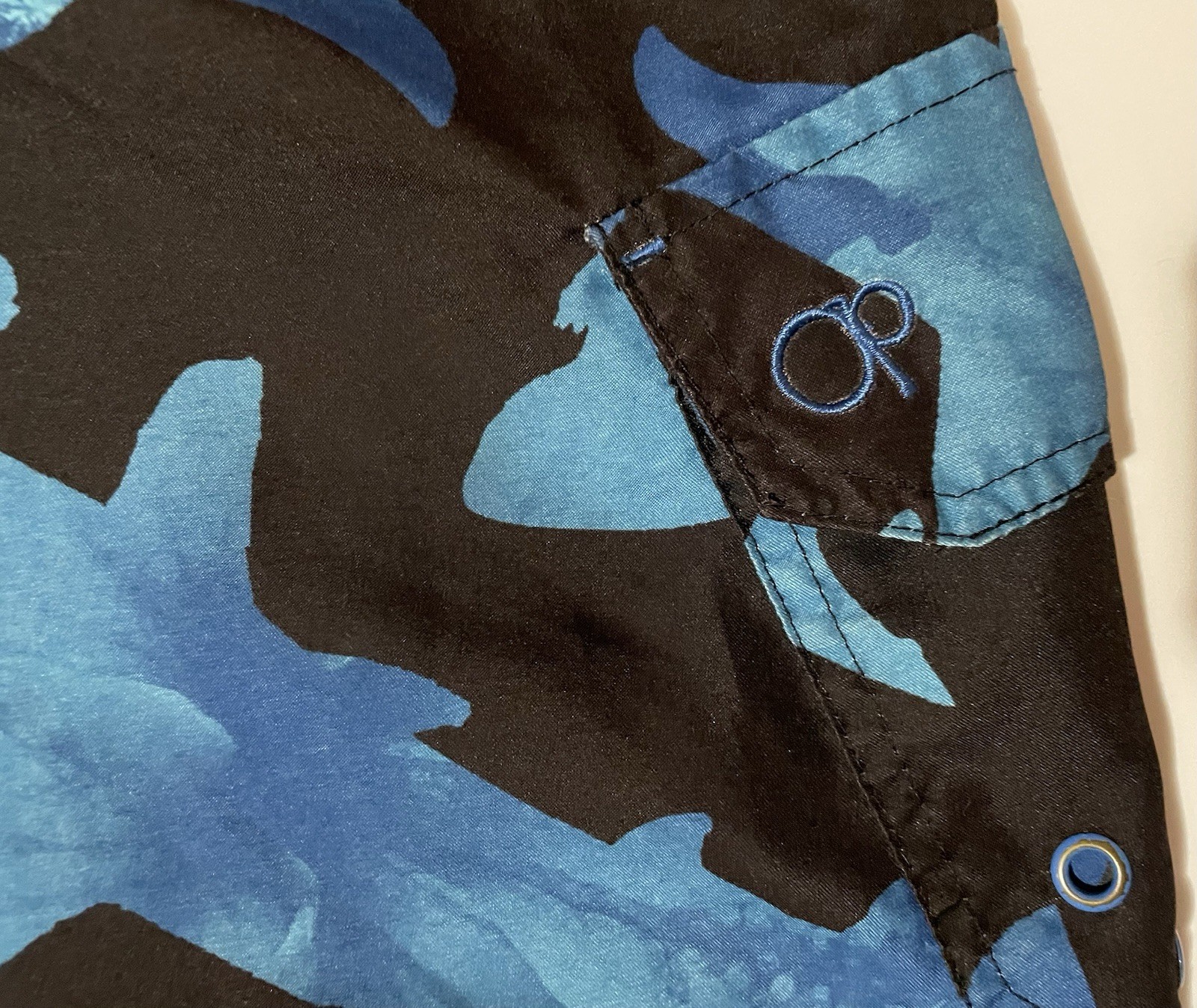 Ocean Pacific OP Boys Shark Swim Trunks XL 14-16 Blue Board Shorts