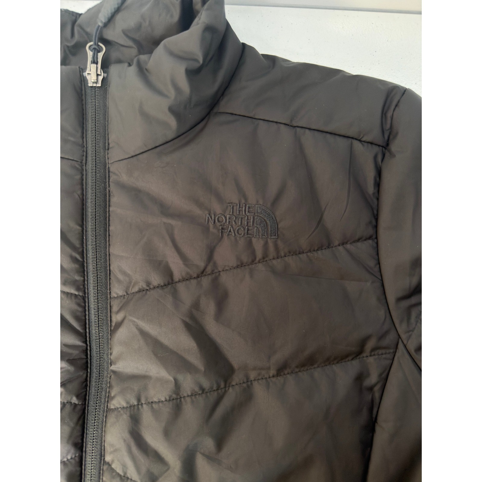 The North Face Womens Black Quilted Puffer Jacket Full Zip Insulated Coat L