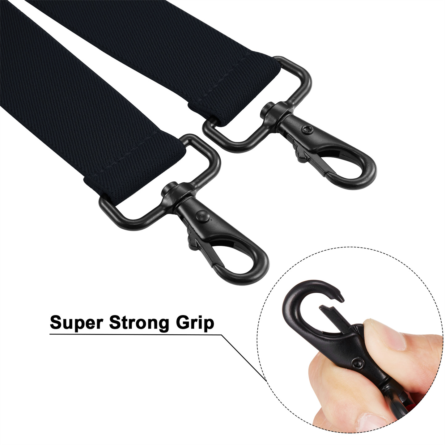 Buyless Fashion Suspenders for Men – 48″ Adjustable 1 1/4″ – X Back Black Hooks