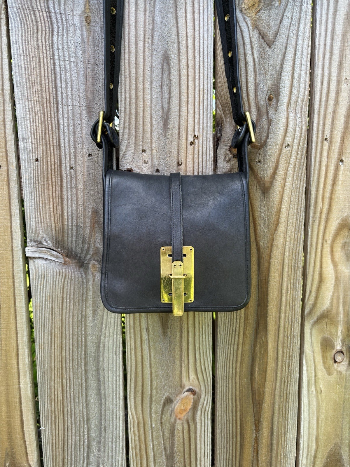 RARE Coach Pre Creed 1973 1970s Leather Hasp Bag Shoulder Bonnie Cashin Black