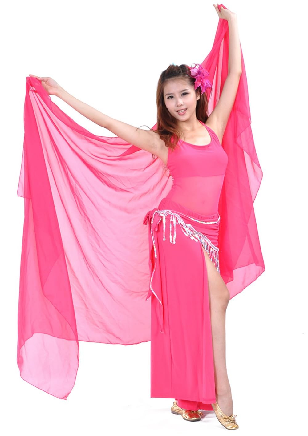 SHOWYOU 250x120cm 9 Colors 100% Chiffon Belly Dance Scarf Throwing Yarn Prop …