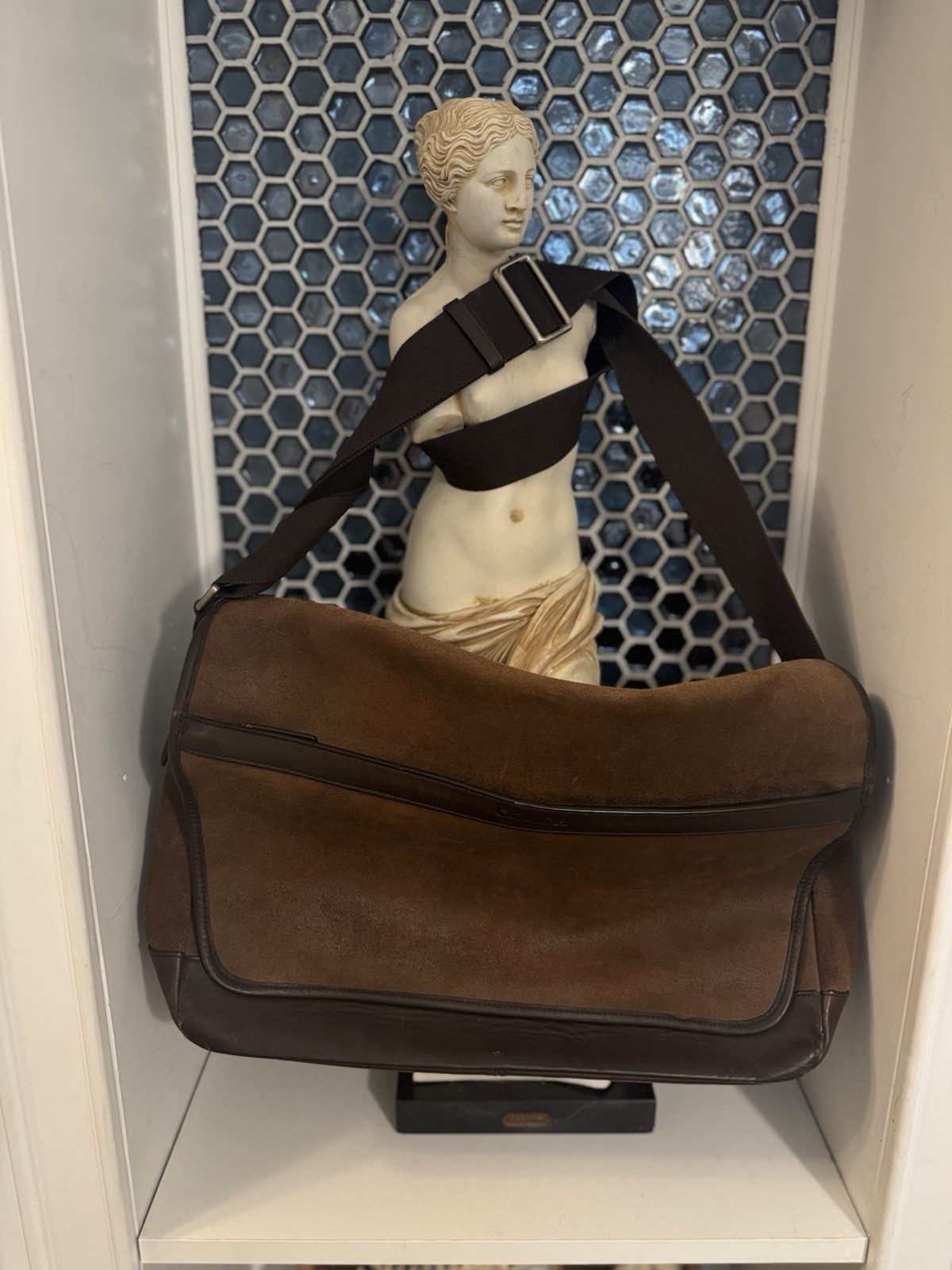 Coach Camden Brown Leather Suede Messenger Laptop Satchel Bag D1461-F71345