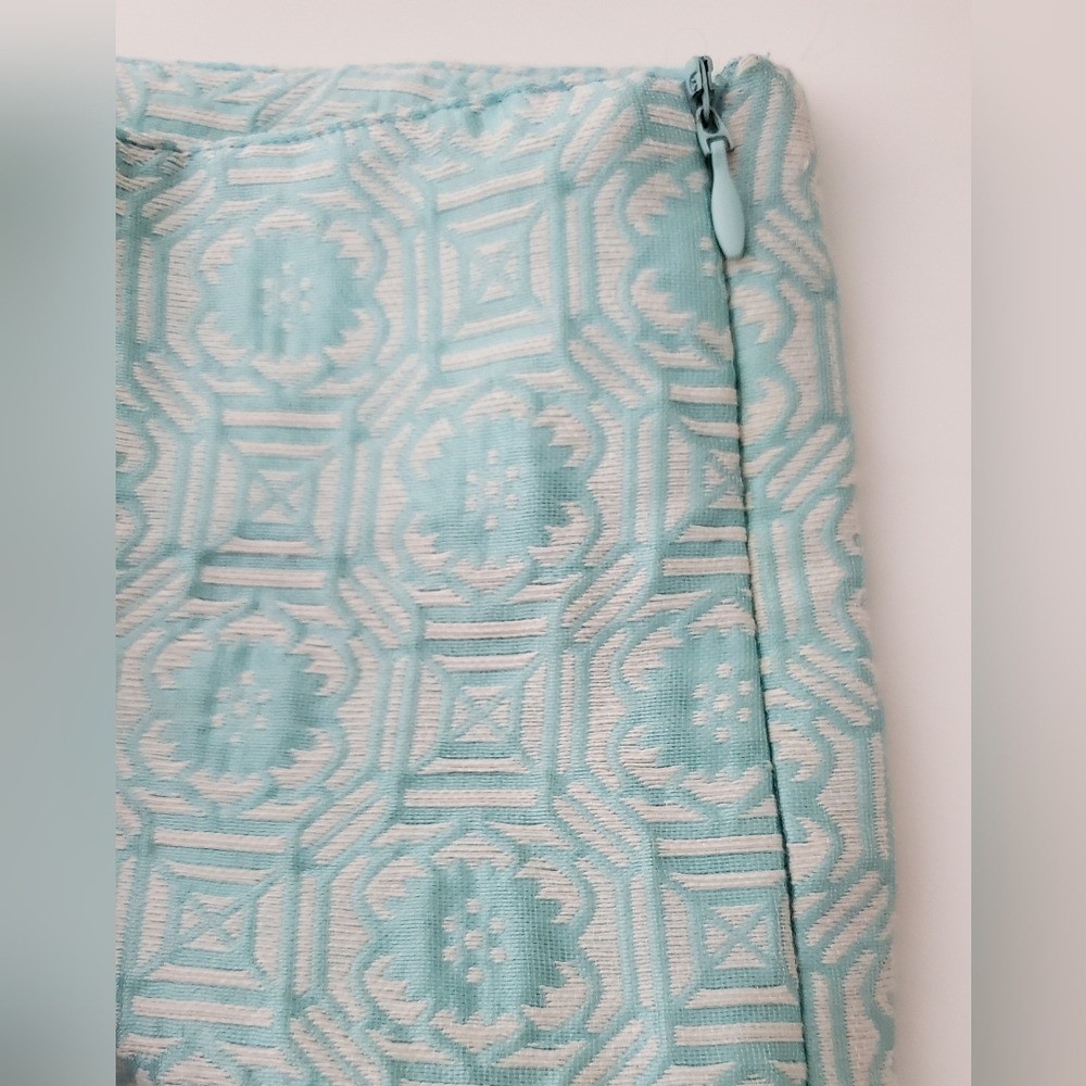 Cotton Blue Shorts Love Riche aqua white jacquard high waist hot pants 70s Small