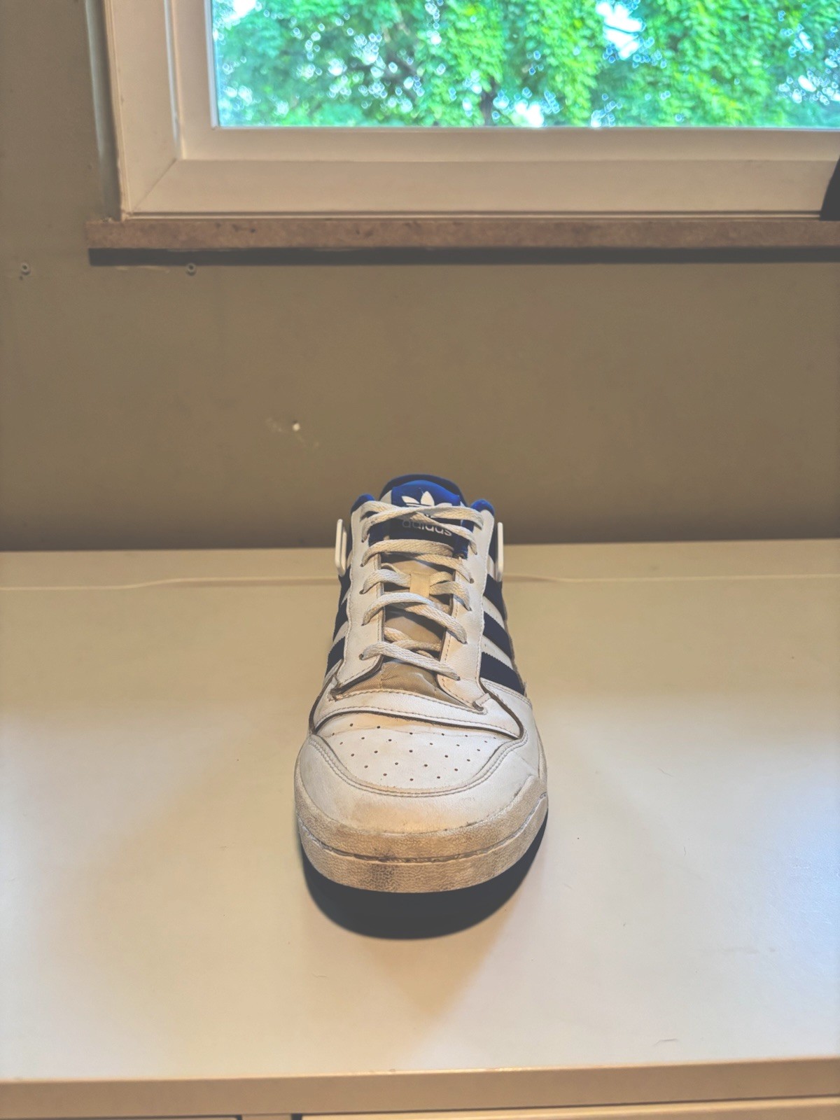 adidas Forum Low White/Royal Blue Leather Lace-Up Men’s Sneakers FY7756