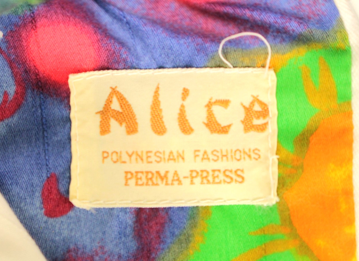 VTG 60s Psychedelic Floral Hawaiian Sheath Dress XS/S 1960s Alice Polynesian