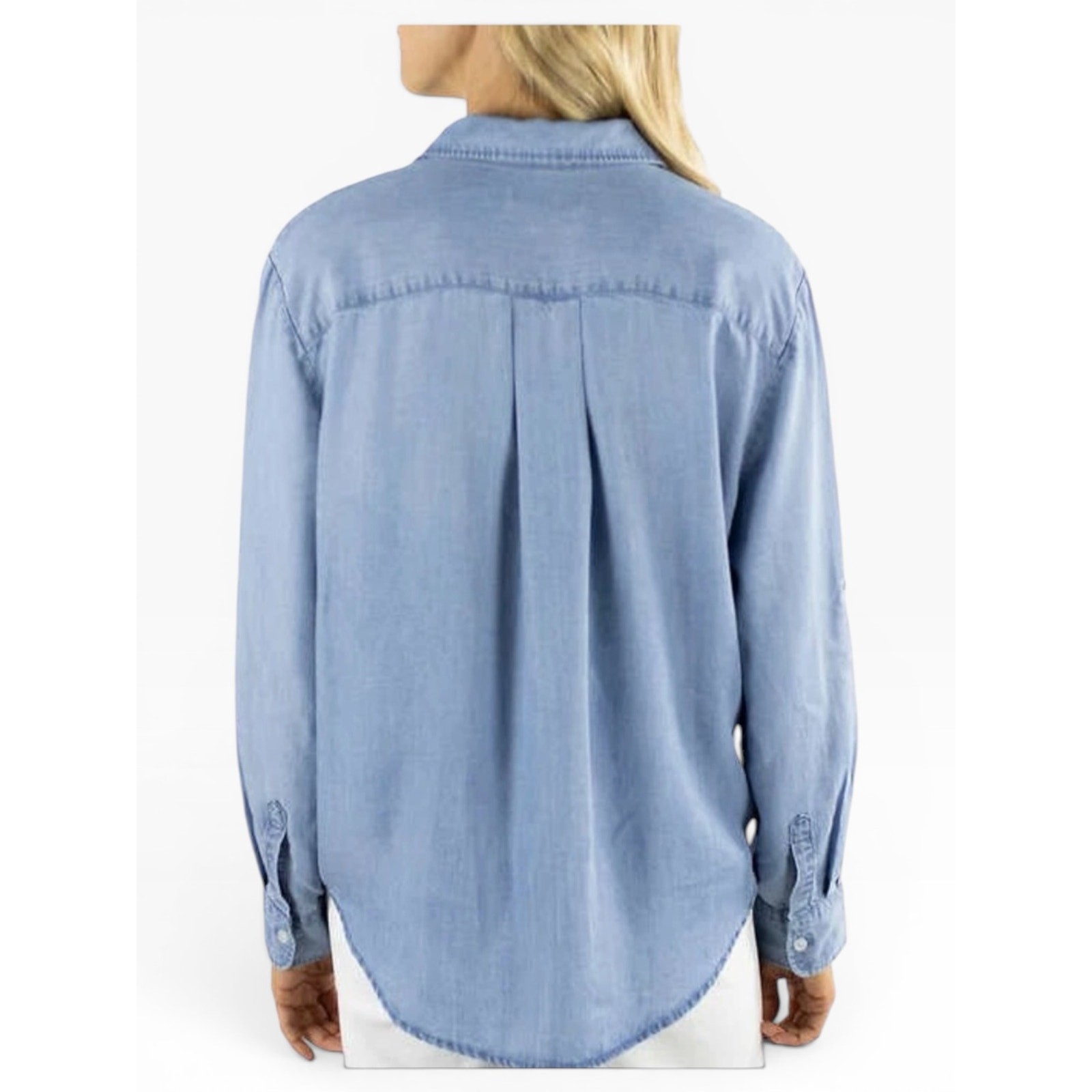 Jachs Girlfriend Button-Up Lyocell Shirt Women L Blue NWT
