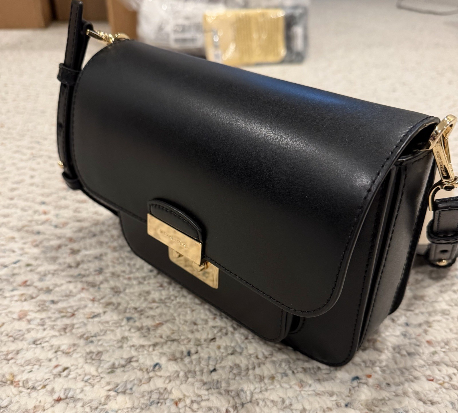 Pre-Owned Michael Kors Sloan Editor Leather Shoulder/Crossbody Bag In Black