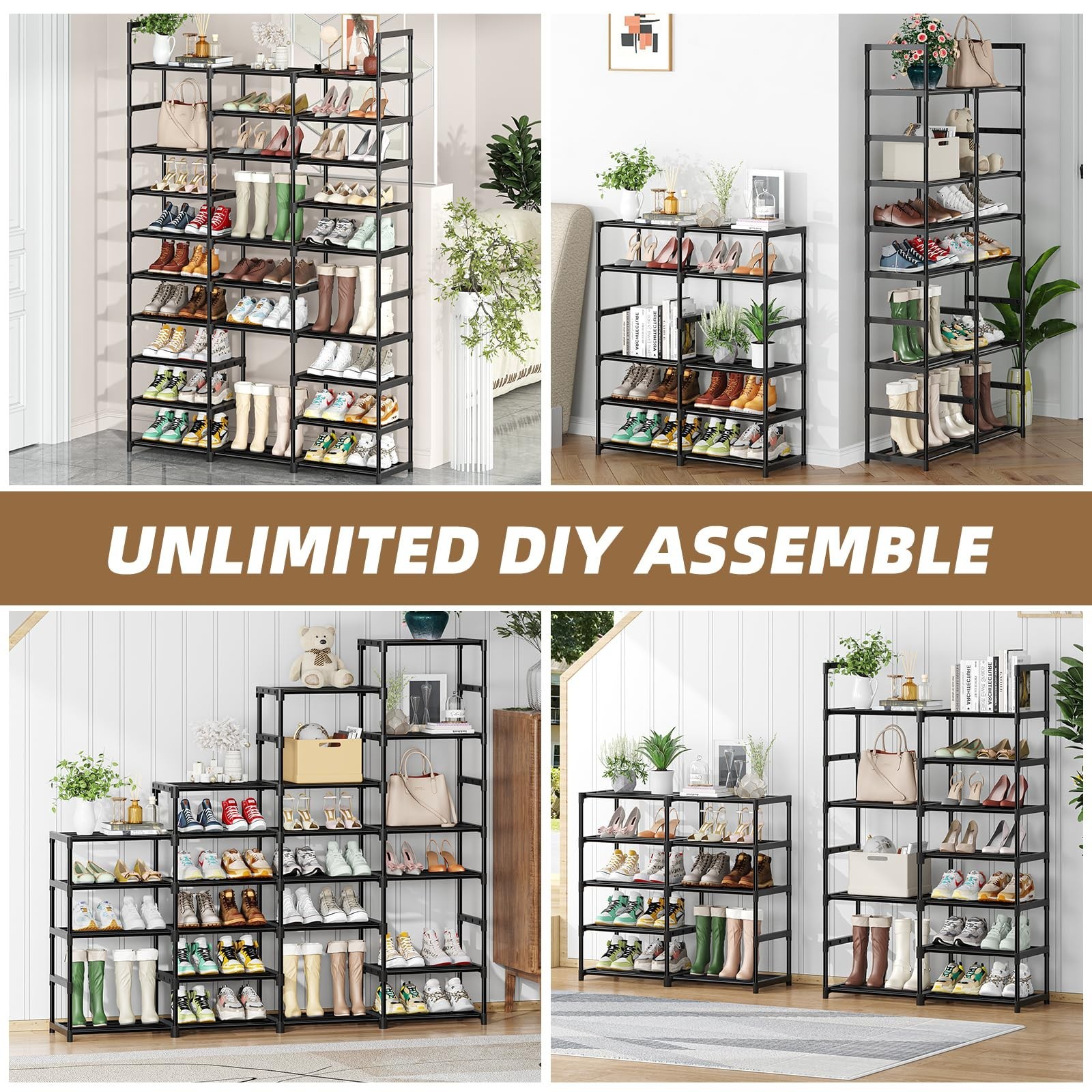 Ekisemio Shoe Rack Large Capacity 72 Pairs Tall Shoe Shelf, 3 Row 12 Tiers St…