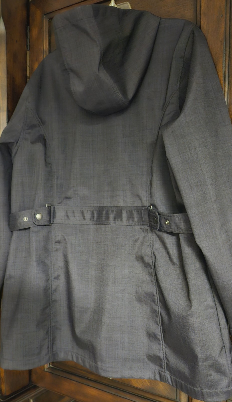 FreeTech Jacket Womens XL (16/18) Hooded Waterproof Rain Windbreaker Slate Gray