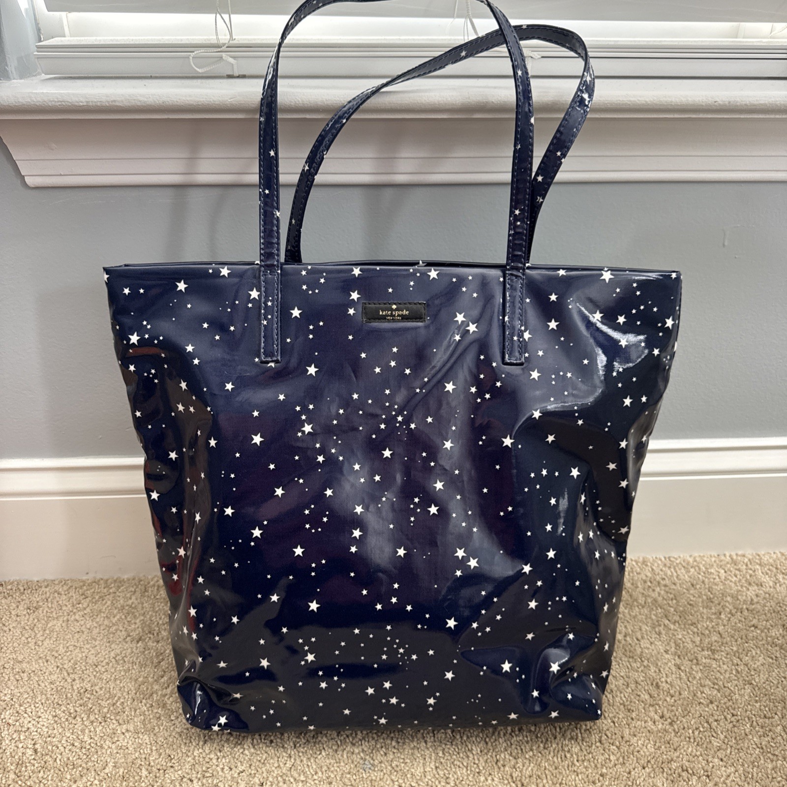 Kate Spade Night Sky Bon Shopper Daycation Dark Navy Blue Travel Beach Tote Bag