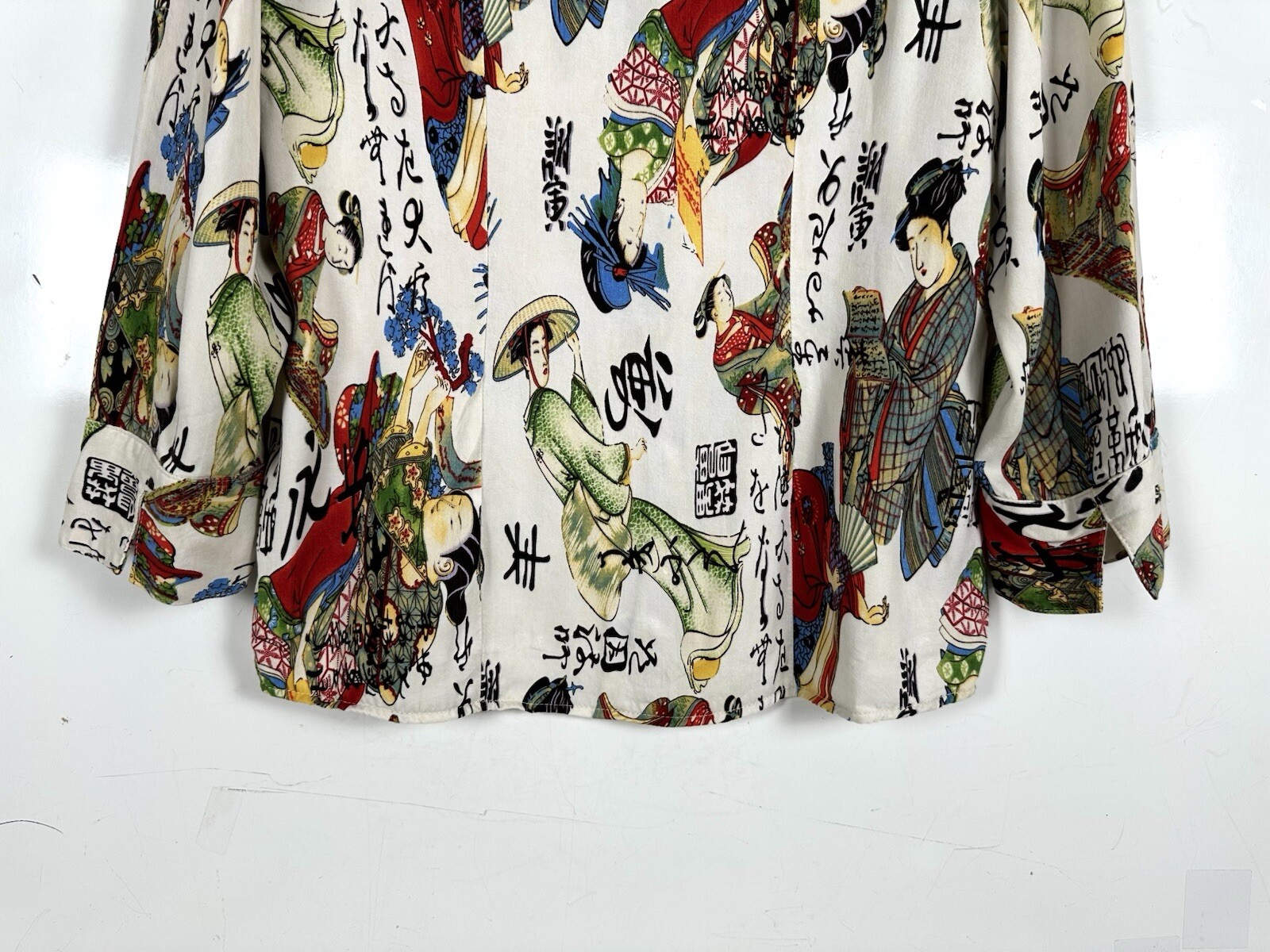 TIANELLO ASIAN STYLE GEISHA BUTTONS UP SHIRT -BLOUSE SIZE M MADE IN USA