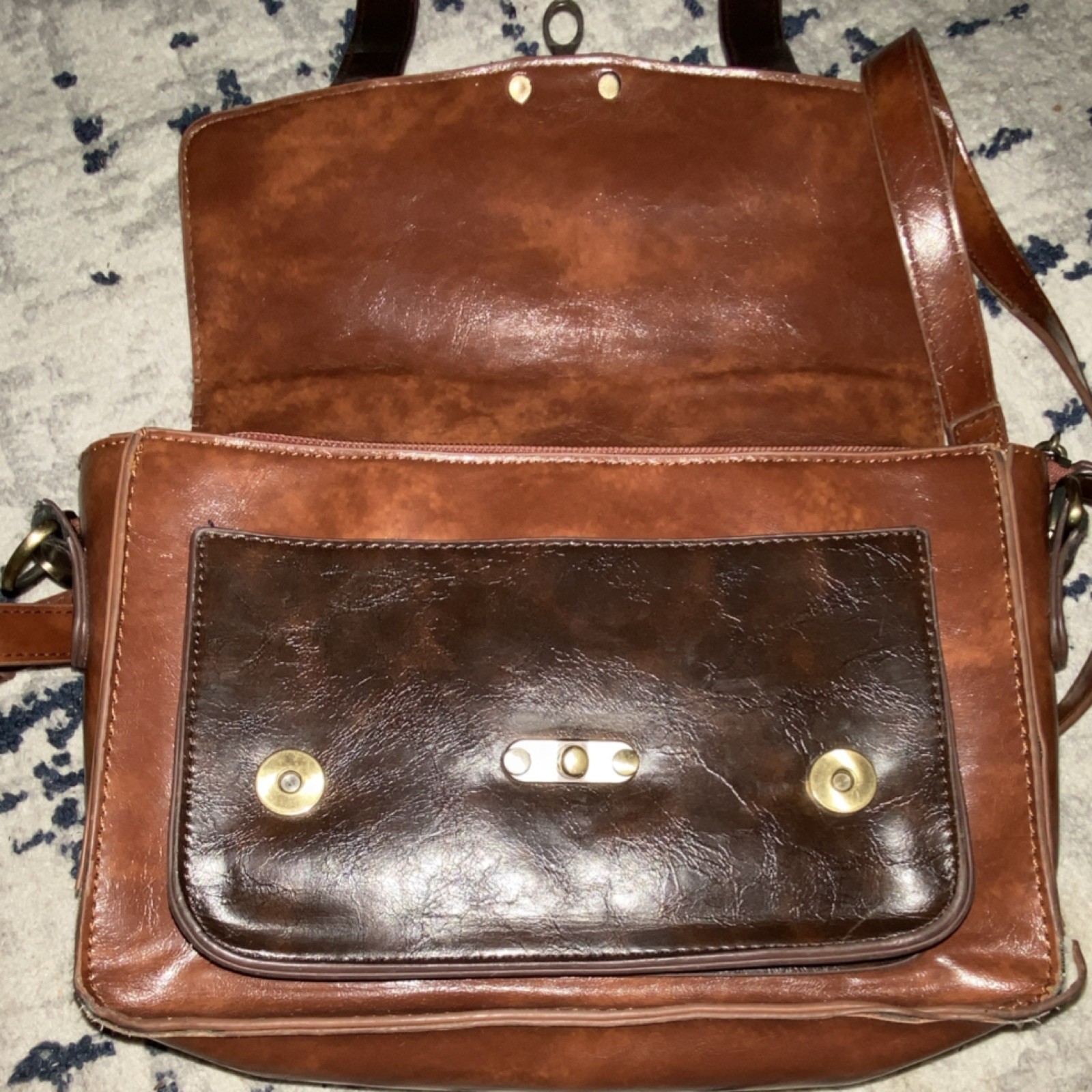 Ecosusi Brown Dark Brown Shoulder Bag Buckle Accent Turn Lock Adjustable Strap