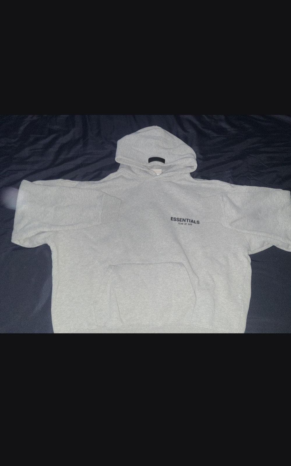 Essentials Fear of God Gray Pullover Hoodie Logo Pockets Men’s Size M
