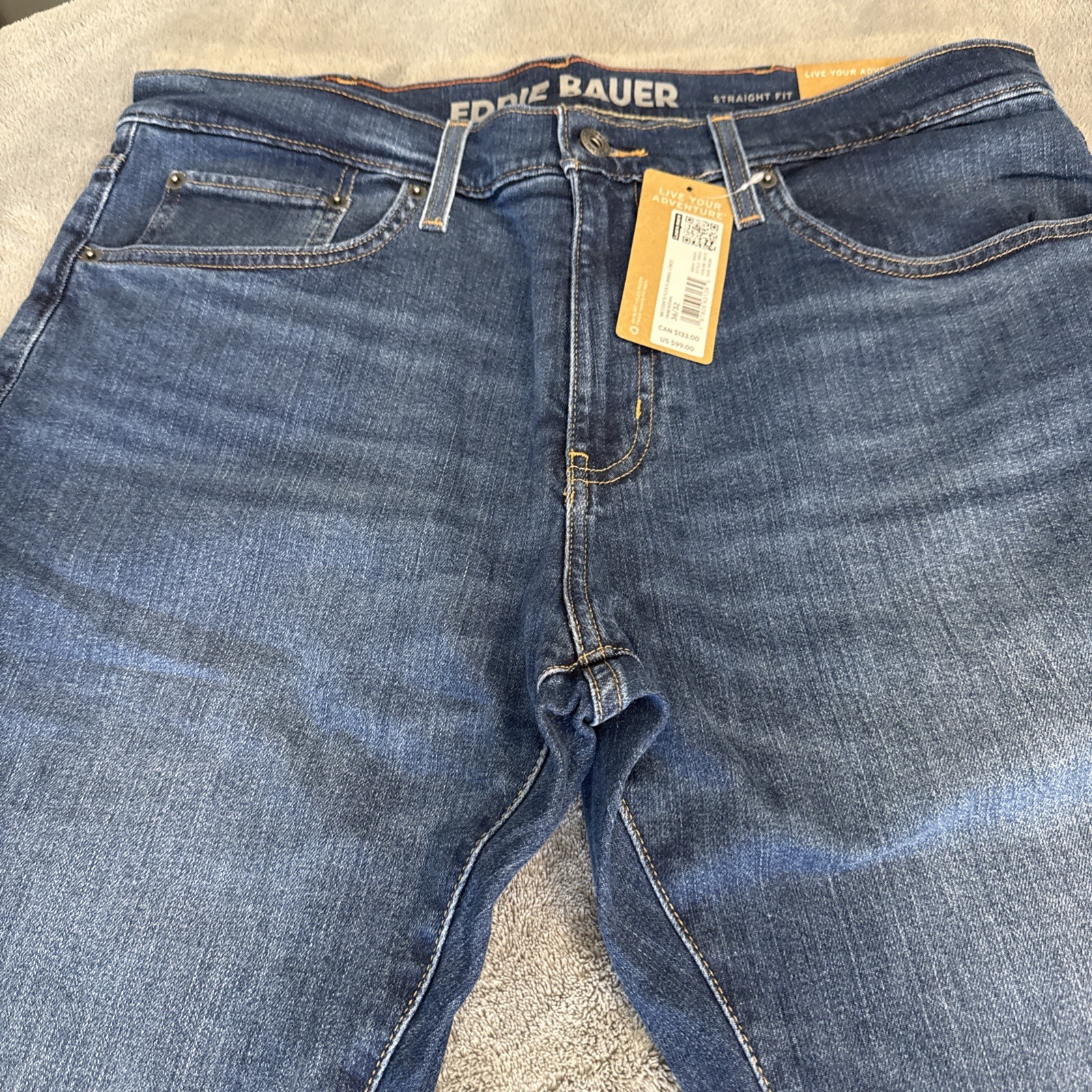 Eddie Bauer Men’s Flannel Lined Jeans 36×32 Straight Fit Brand New With Tags