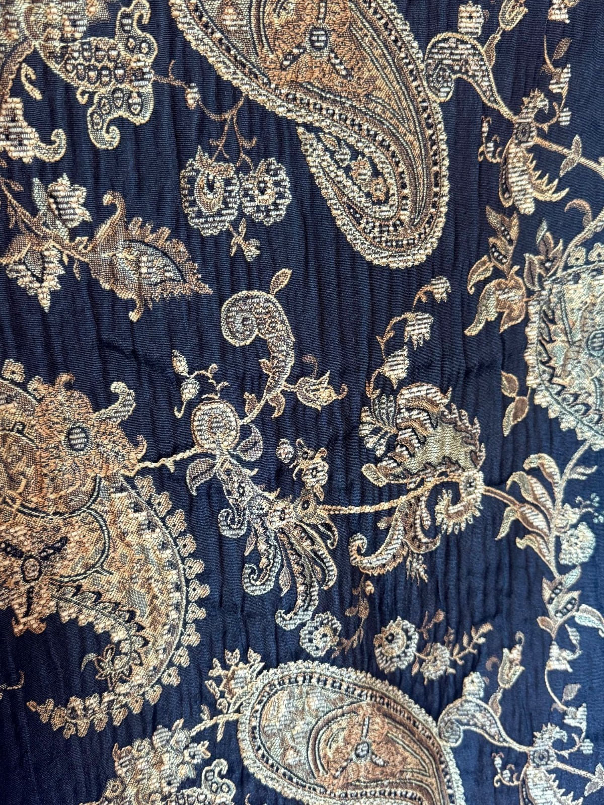 French Laundry Paisley Jacquard Brocade Jacket Black Gold Textured – M