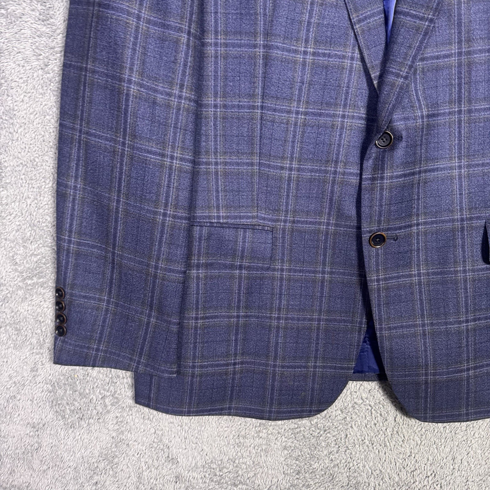 Hart Schaffner Marx Blazer Mens 46L Guabello Sobrius Wool Windowpane Sport Coat