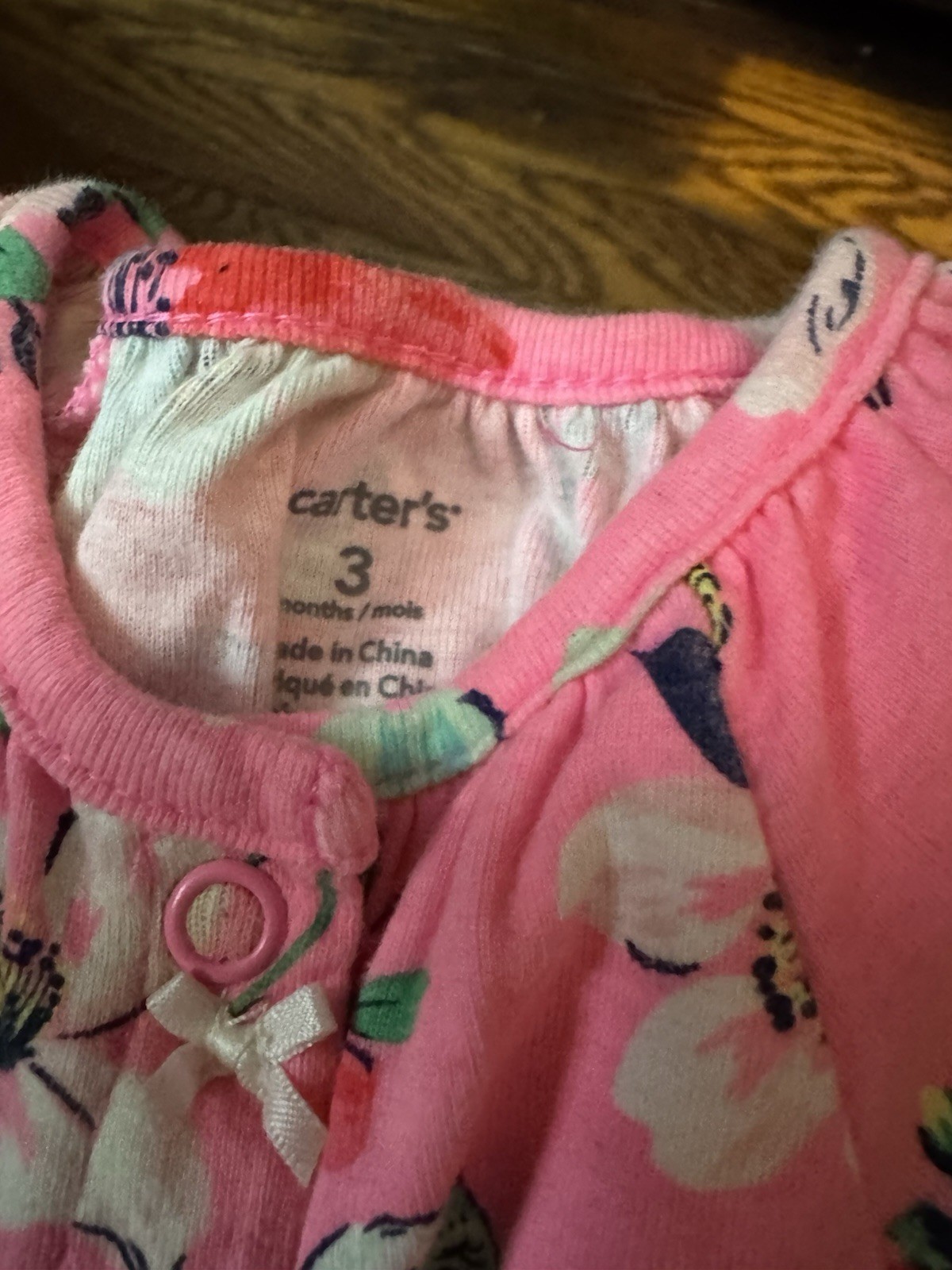 Carter’s Baby Girls 3M 2pc Pink Floral Bird Dress Set Sleeveless Bow Snap