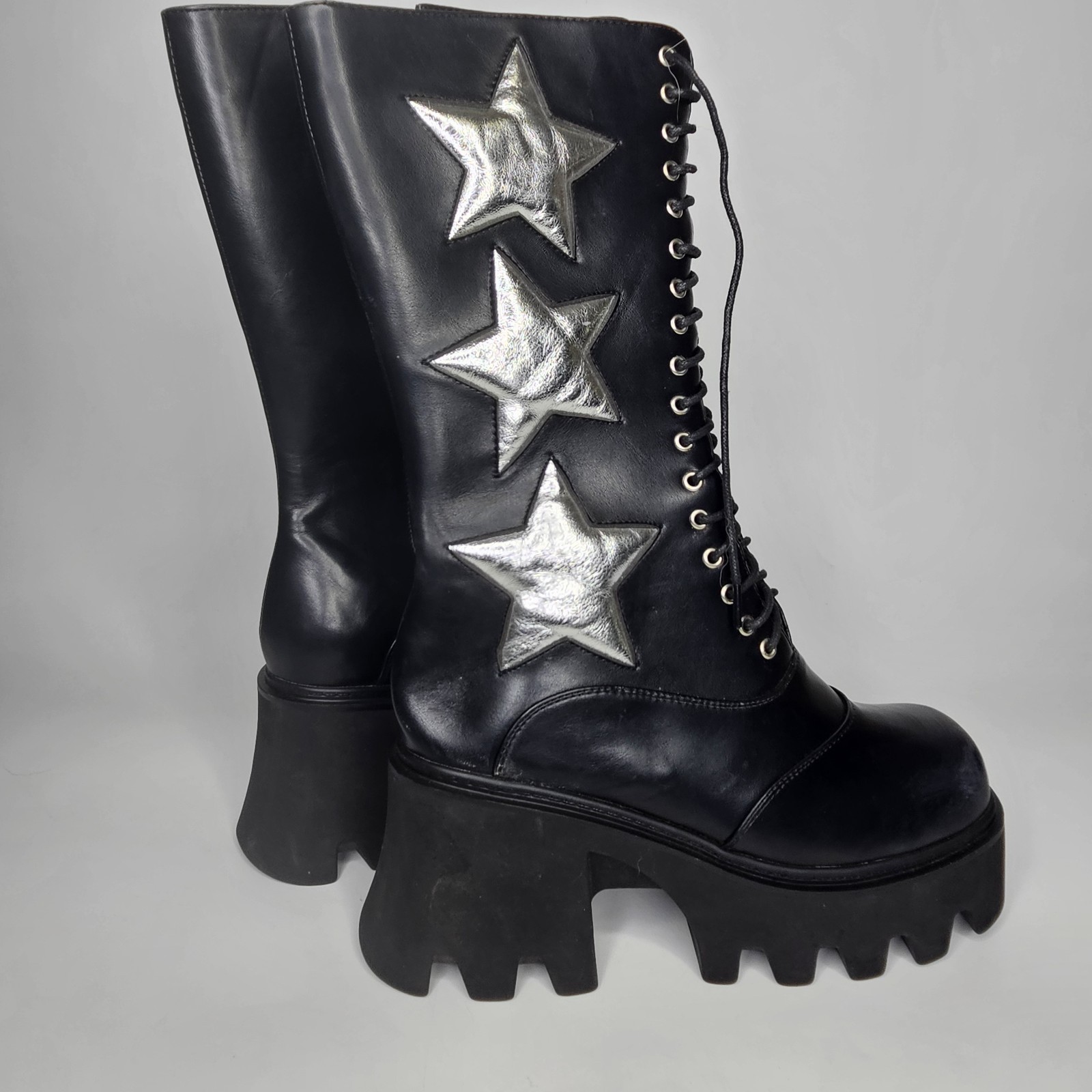 Lamoda Size 10 star Platform Boots Chunky Heel boots space cowboy ace freely
