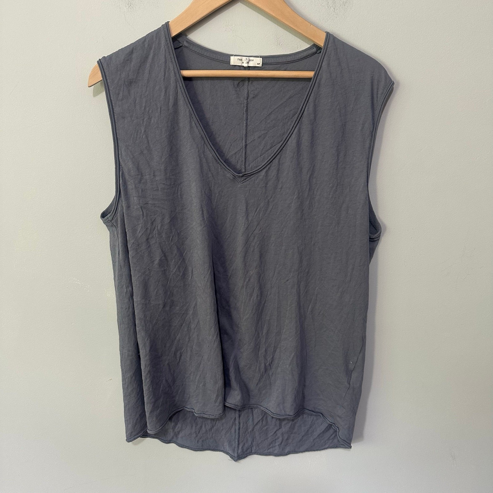 Rag + Bone Top Womens Small Gray Tank 100% Pima Cotton Relaxed Minimalist