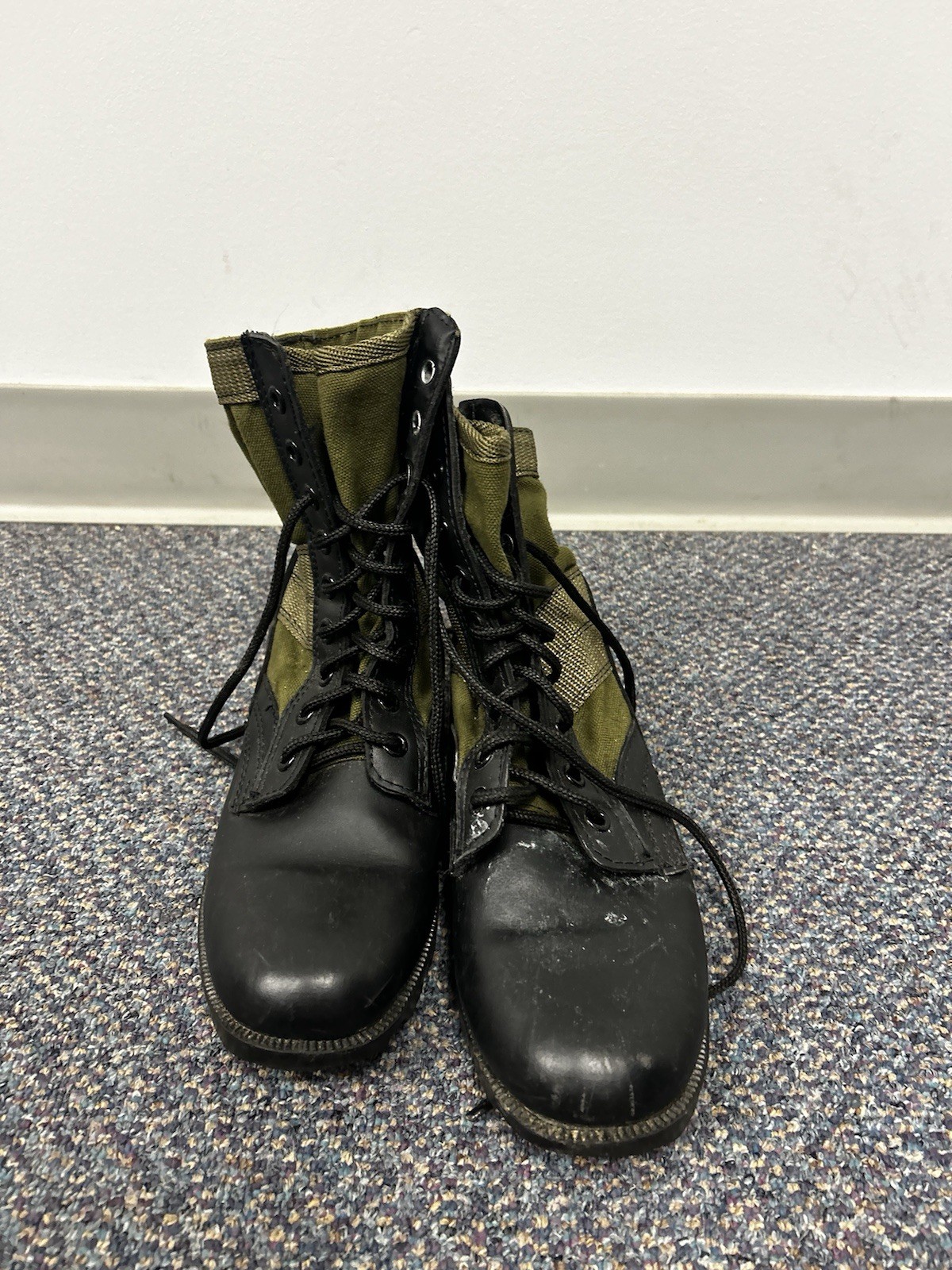 Rothco Jungle Boots Black Leather Olive Drab Canvas Combat Military Size 7R USA
