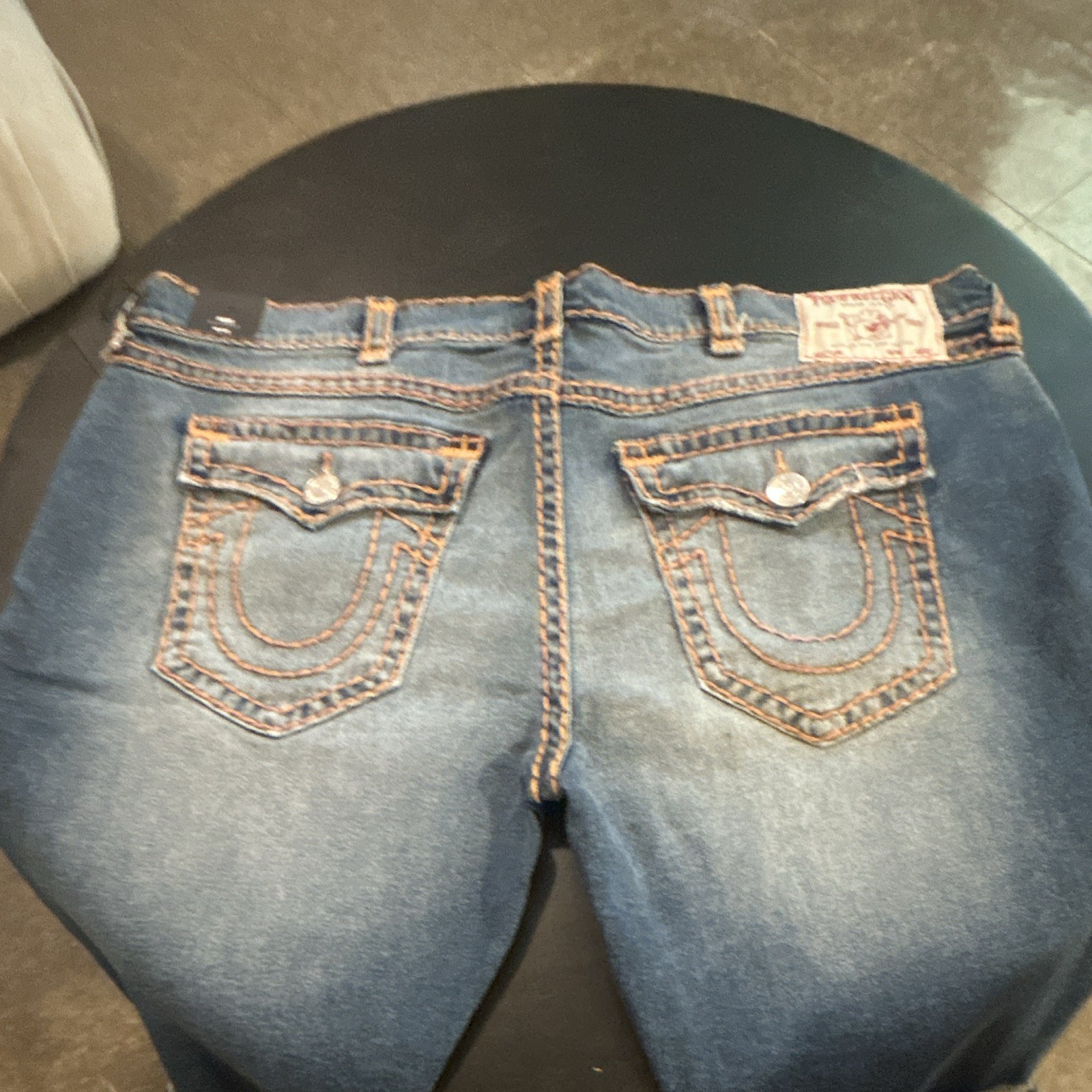 New Men’s True Religion Ricky Super T Blue Medium Wash Denim Shorts Size 46