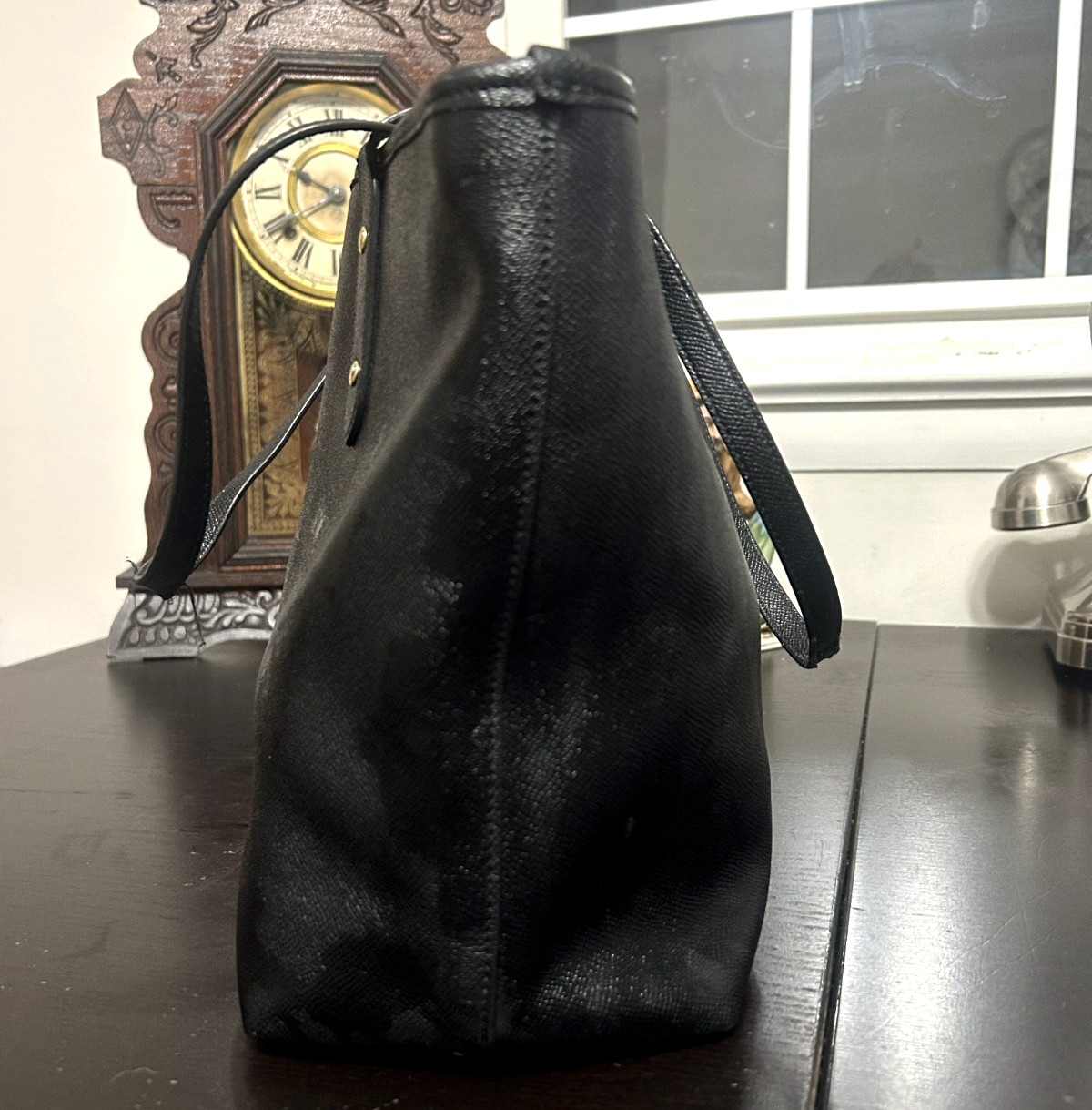 2017 Coach Black Cross Grain Leather City Zip Tote F58846 Black Textured READ
