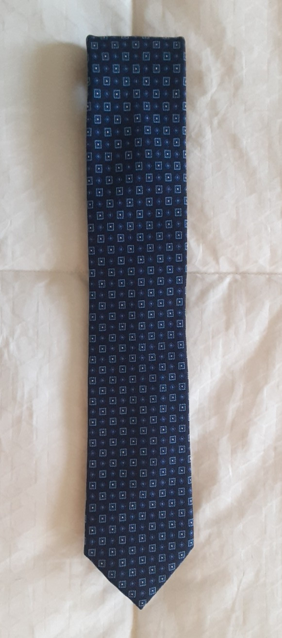 Brioni Silk Jacquard Tie 3.25″ x 61″ Navy Blue Foulard Handmade in Italy