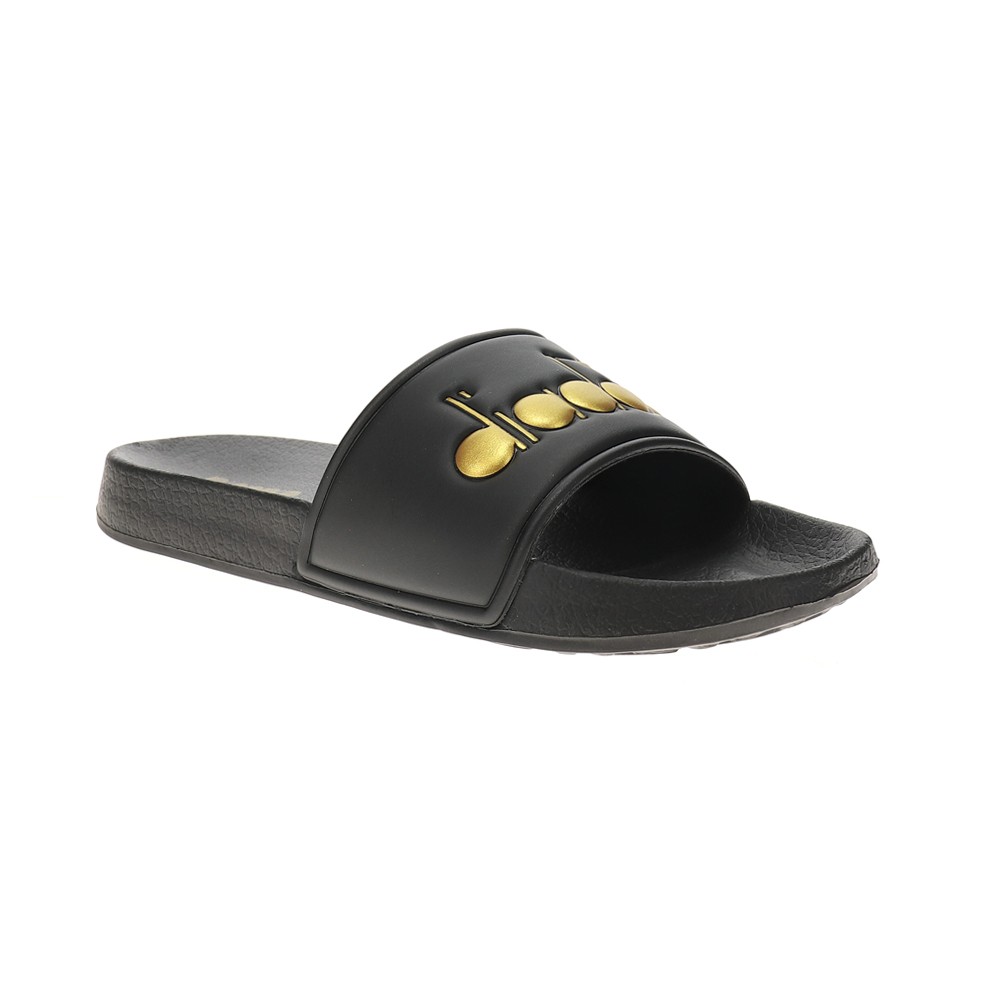 diadora Serifos Lux Slide Mens Black, Gold Casual Sandals 178352-C0893