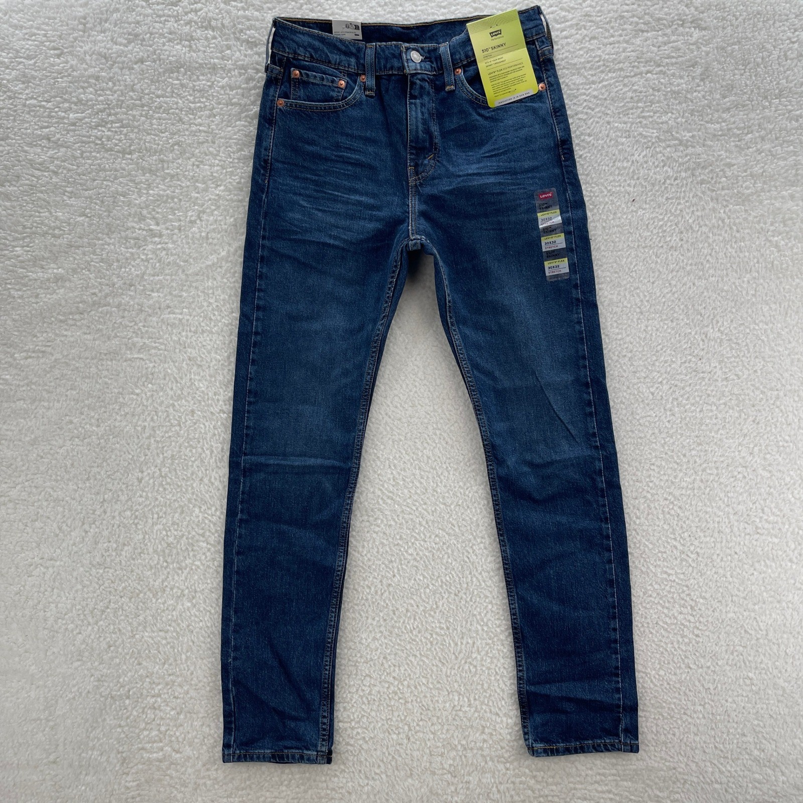 Levis 510 Jeans Mens 30×32 Blue Skinny Dark Wash Stretch Denim Preppy Casual NWT