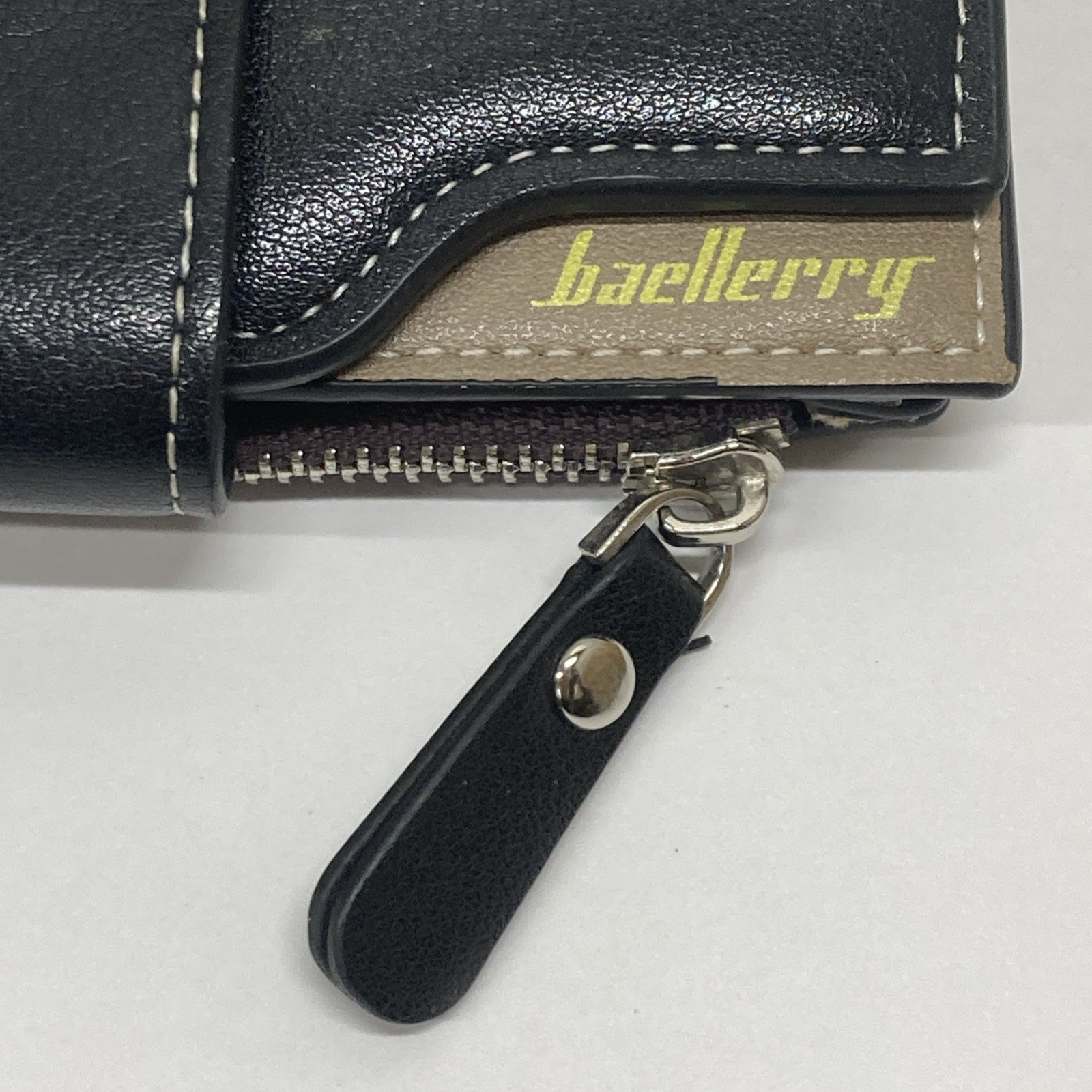 Baellerry Dark Brown Bi-Fold Wallet Coin Pocket Zipper PU Synthetic Leather 2016