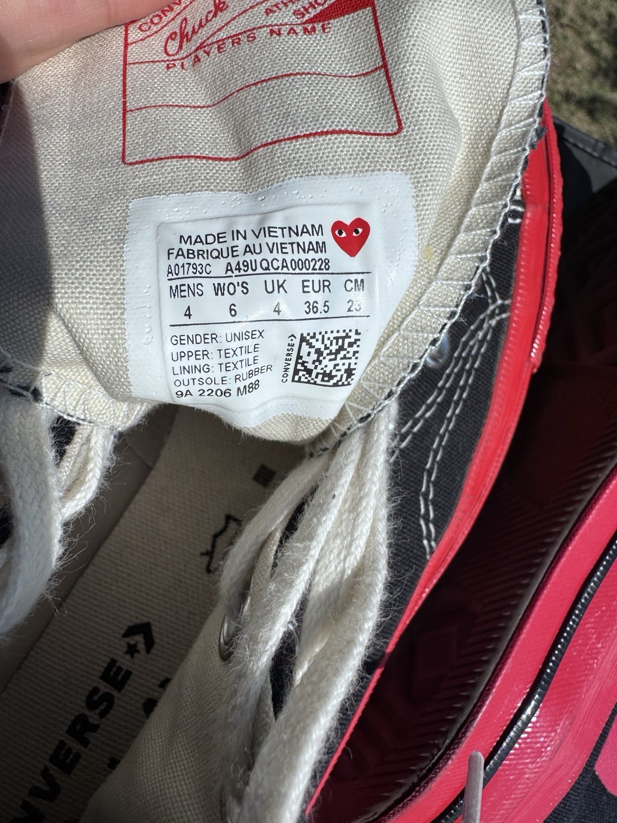 Converse x Comme des Garçons PLAY Chuck Taylor High Top W-6 M-4
